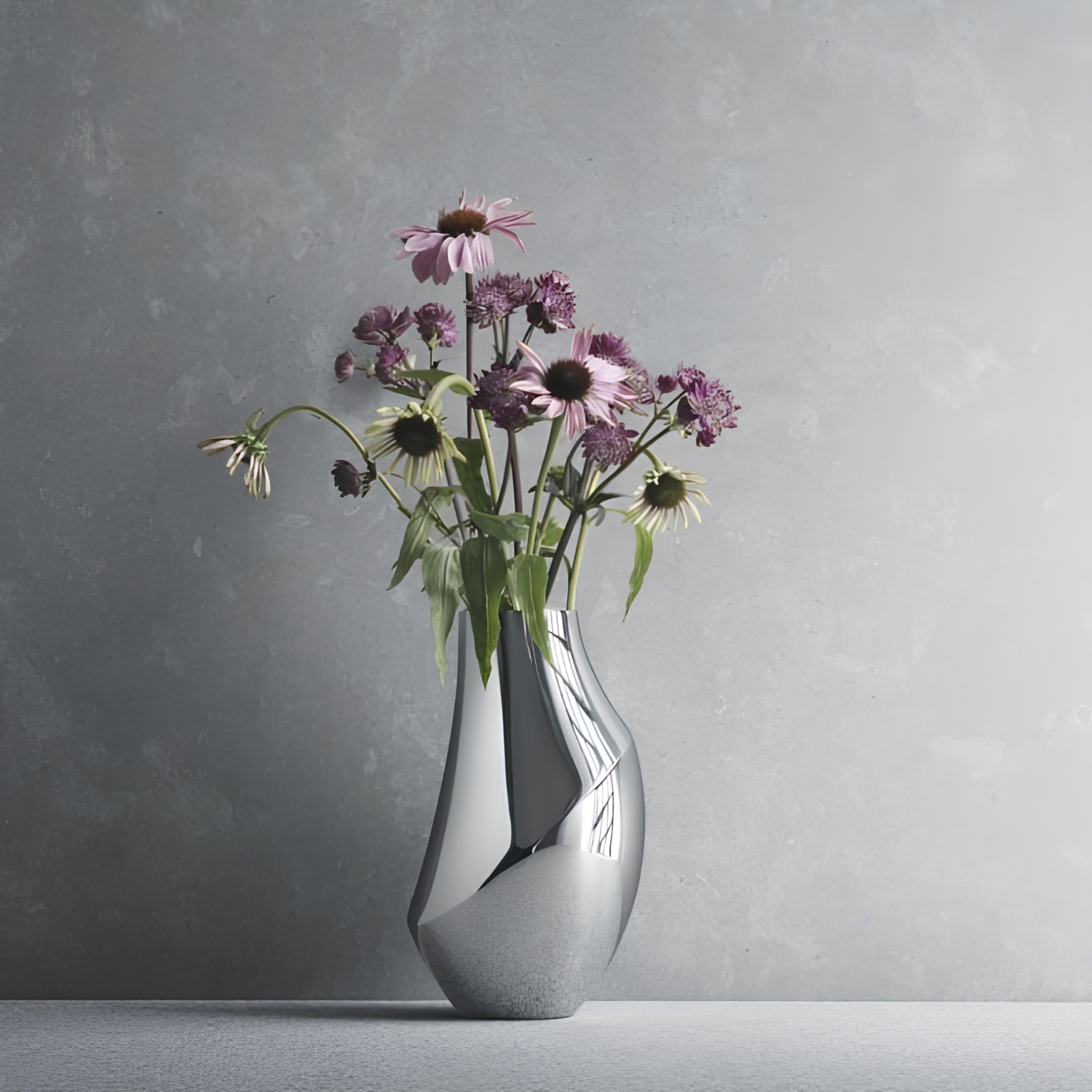 GEORG JENSEN FLORA STAINLESS STEEL VASE