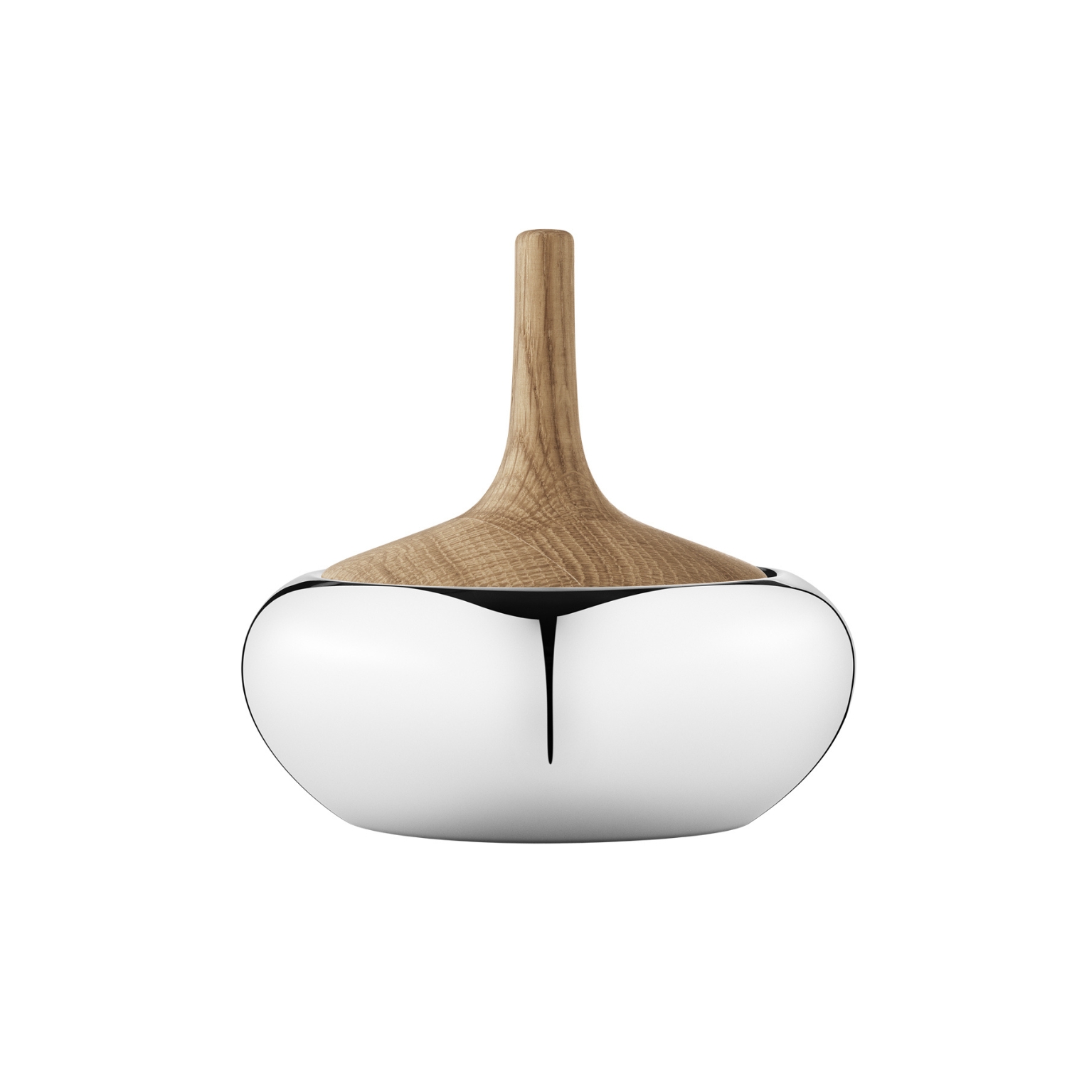 GEORG JENSEN HENNING KOPPEL BOWL ONION MIRROR STAINLESS STEEL AND OAK WOOD