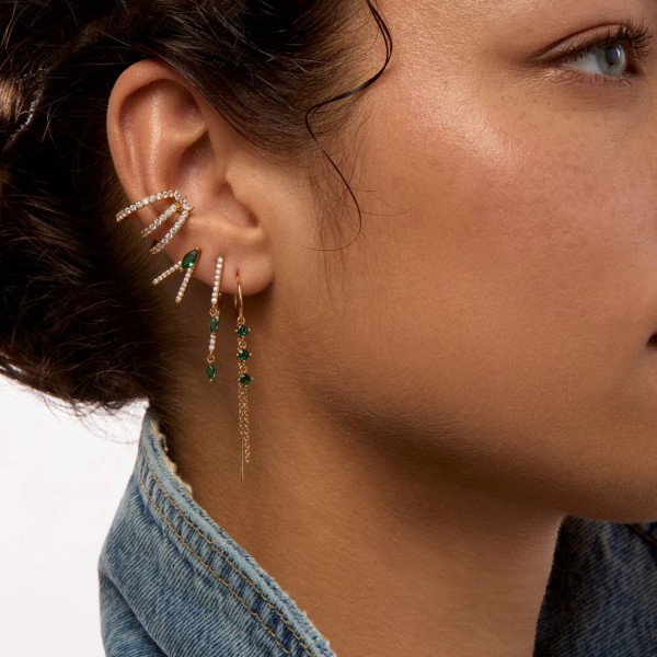 ΜΥΑ ΒΑΥ GOLD PLATED EARRINGS GREEN RIALTO