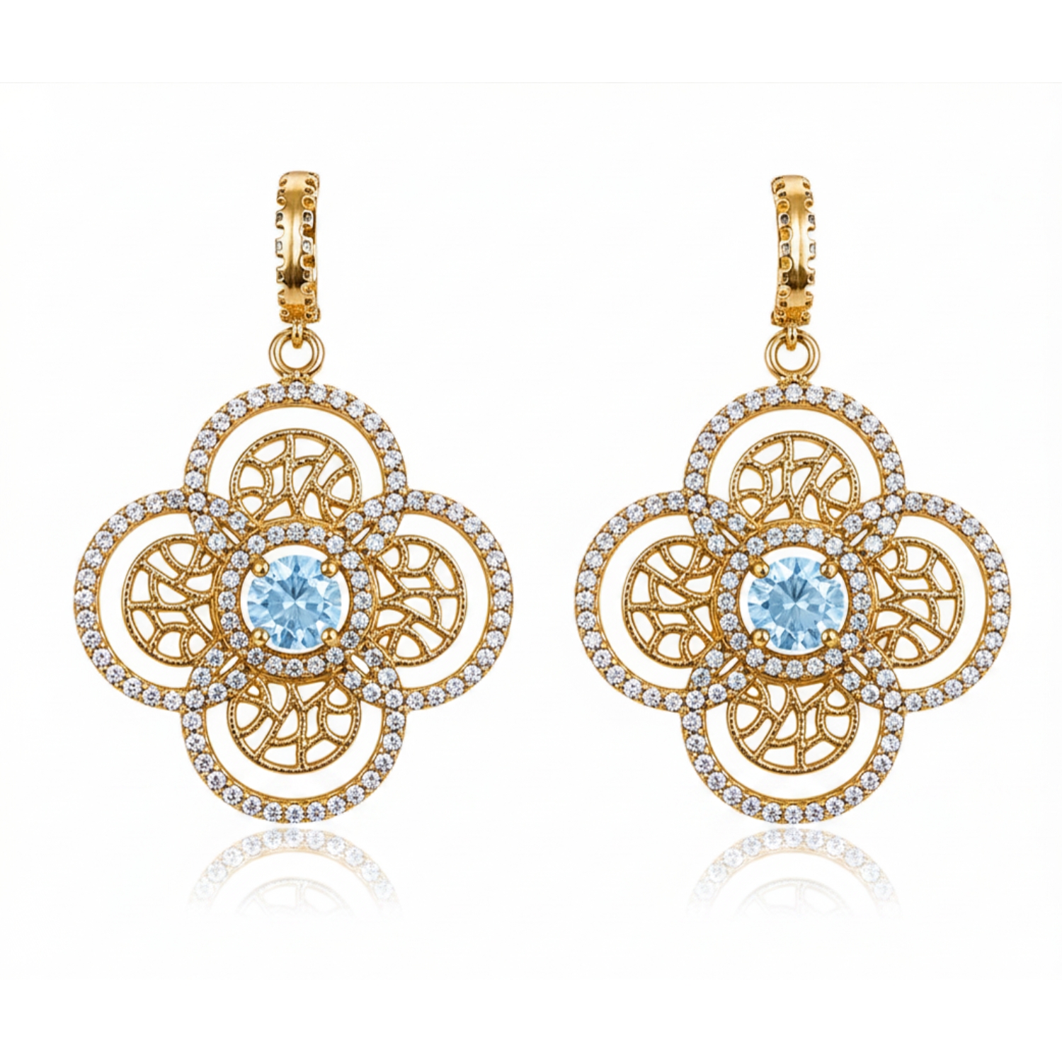 DIAPERIS GOLD PLATED EARRINGS WITH BLUE TOPAZ