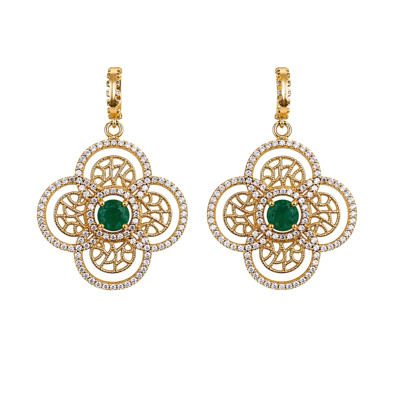 DIAPERIS GOLD PLATED EARRINGS WITH GREEN ONYX