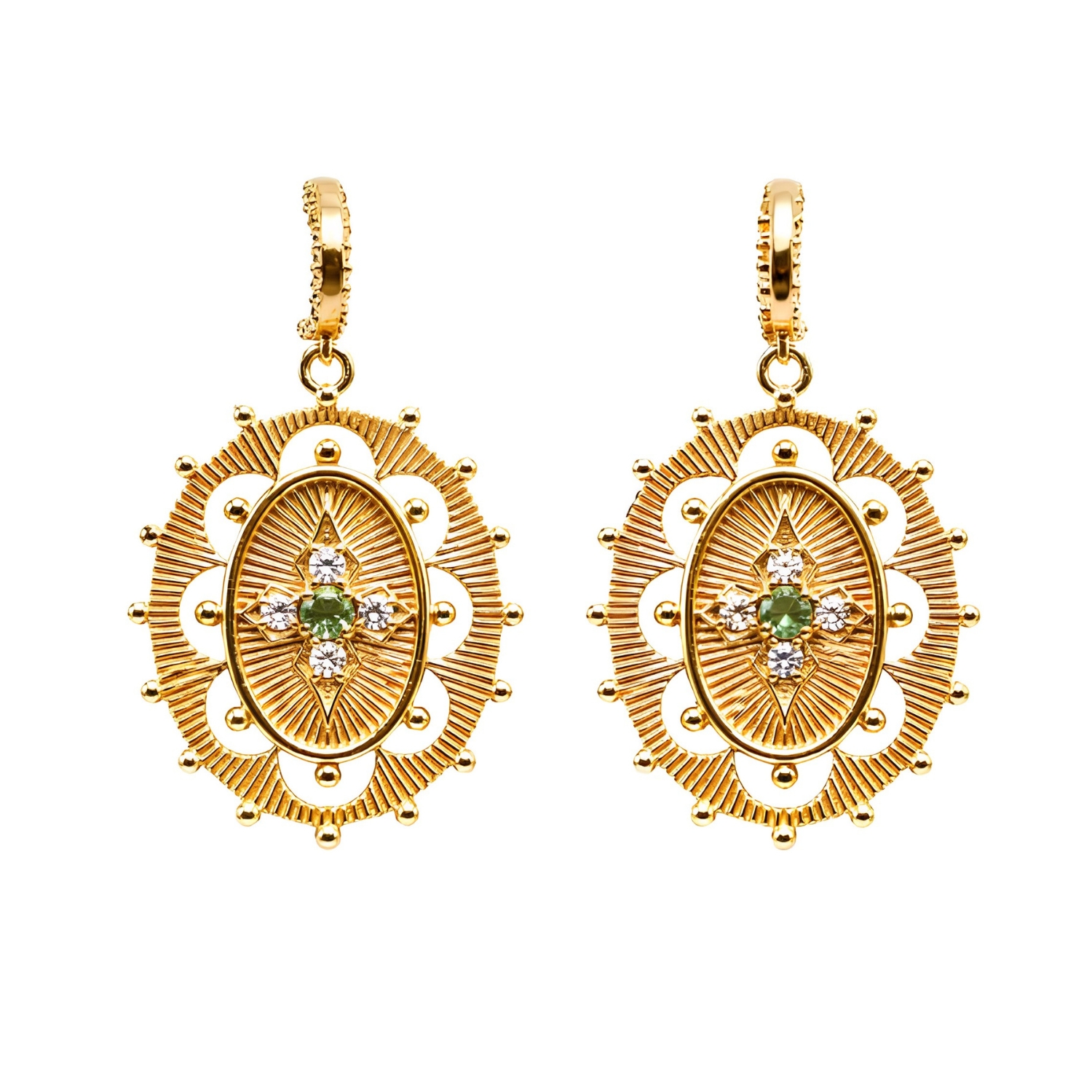 DIAPERIS CORSEA GOLD-PLATED EARRINGS WITH GREEN TOURMALINES