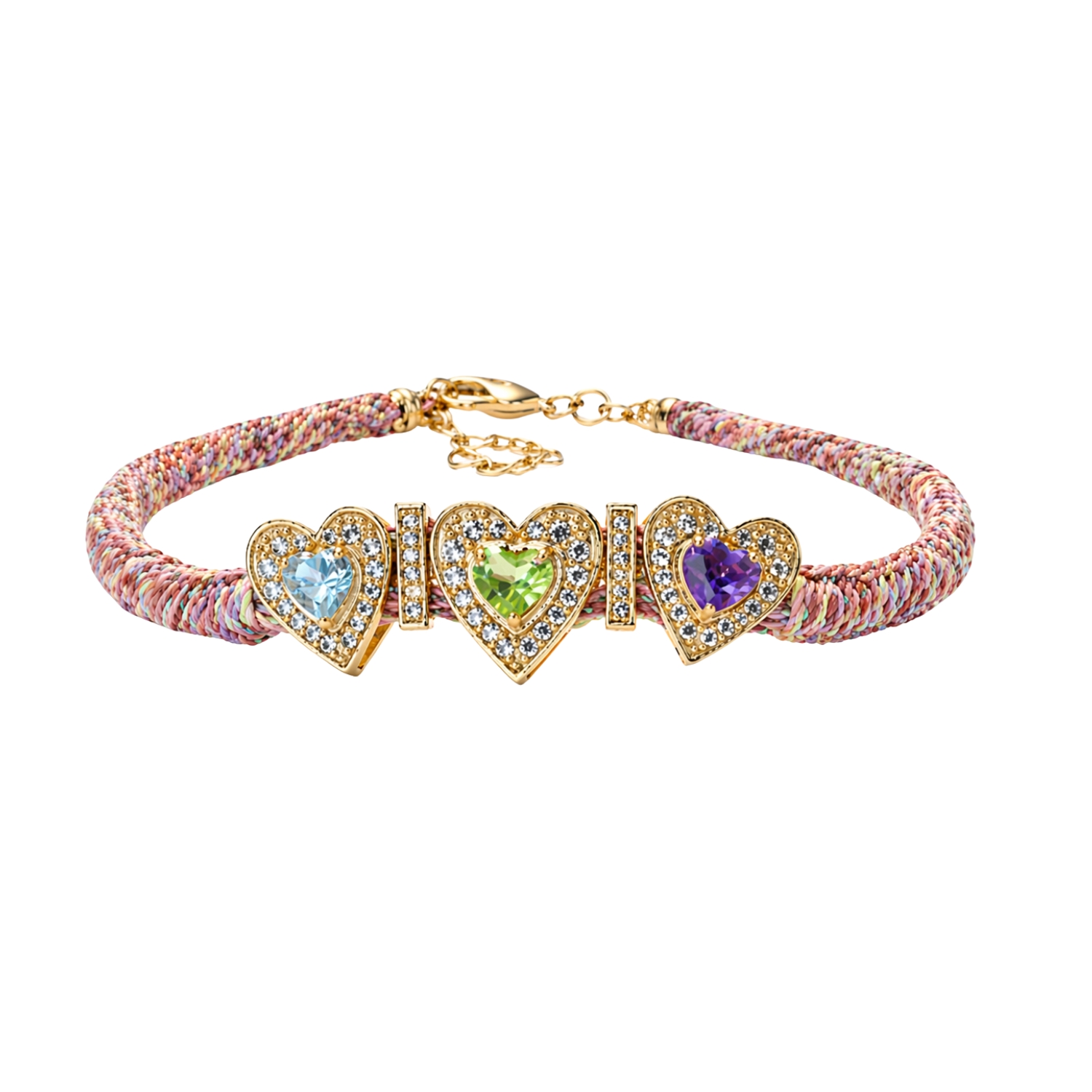 DIAPERIS GOLD-PLATED AGHIA HEART BRACELET WITH TOPAZ AND PERIDOT