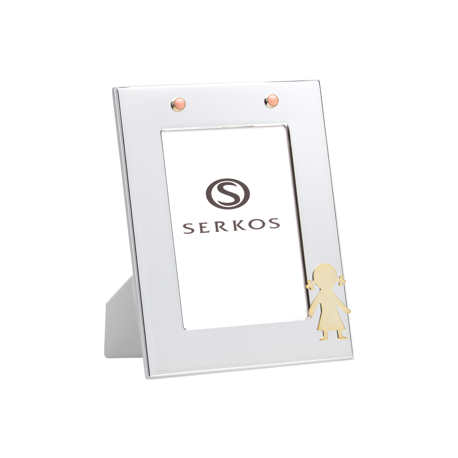SILVER-PLATED FRAME WITH A SILVER GIRL FIGURE AND CORAL