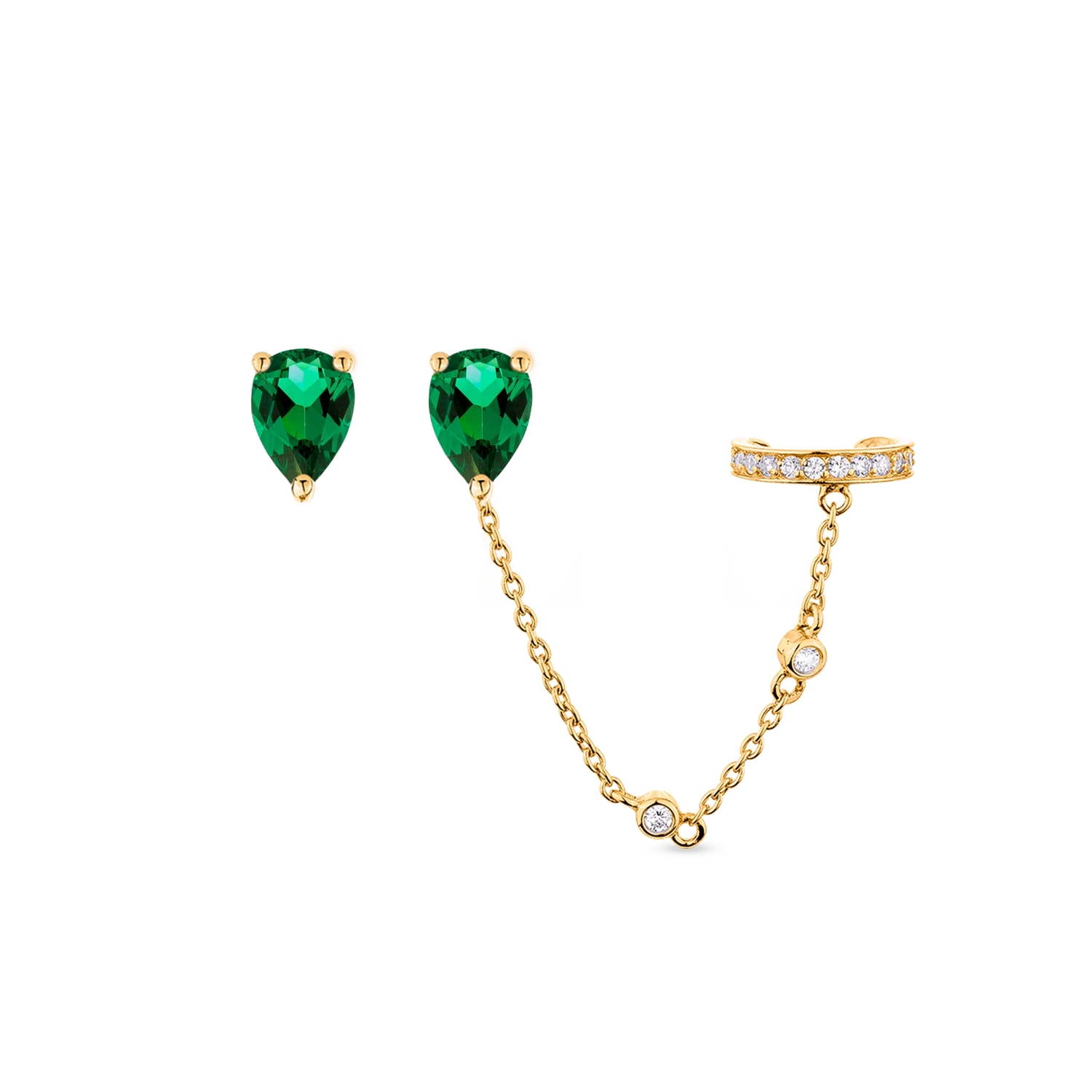 PURE STUD & EAR CUFF SET GREEN