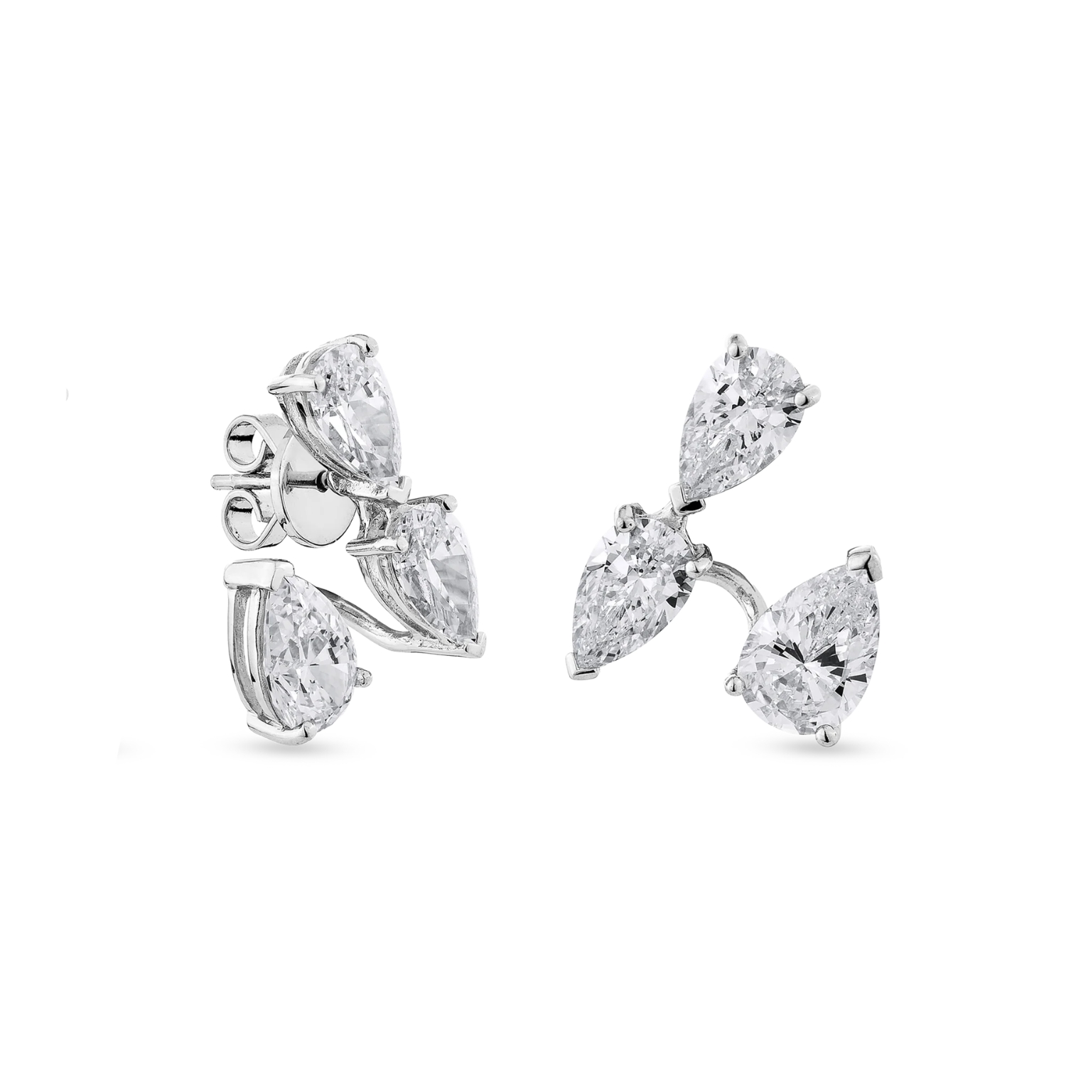 PURE SUSPENDED STUD SILVER EARRINGS