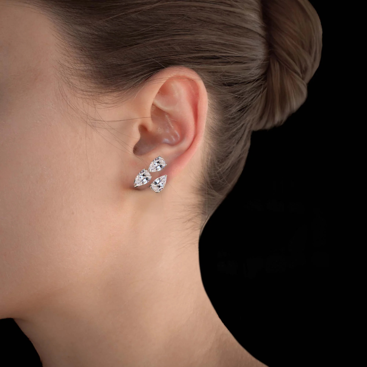 PURE SUSPENDED STUD SILVER EARRINGS