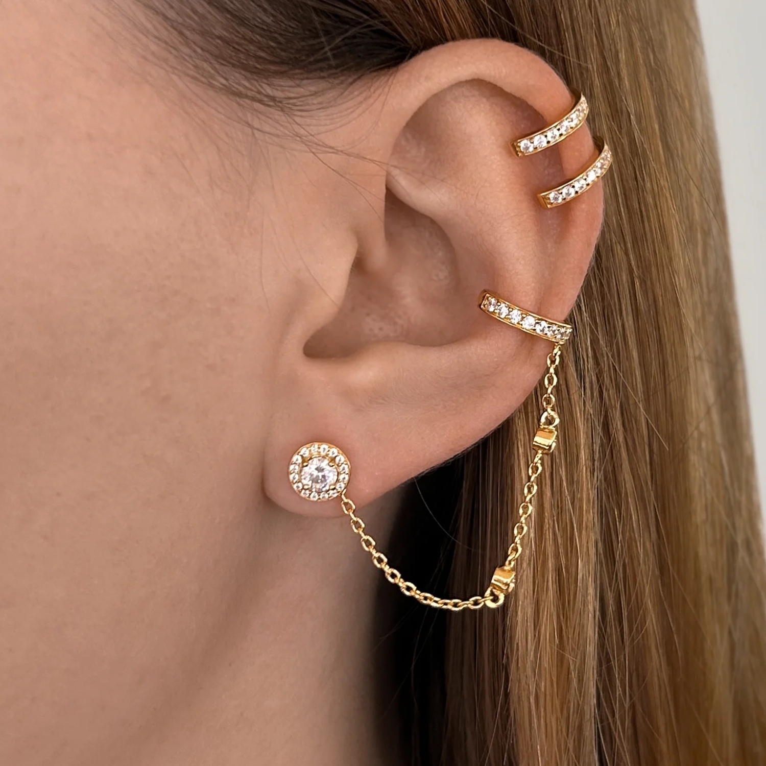 ALIVEN STUD & EAR CUFF SET GOLD