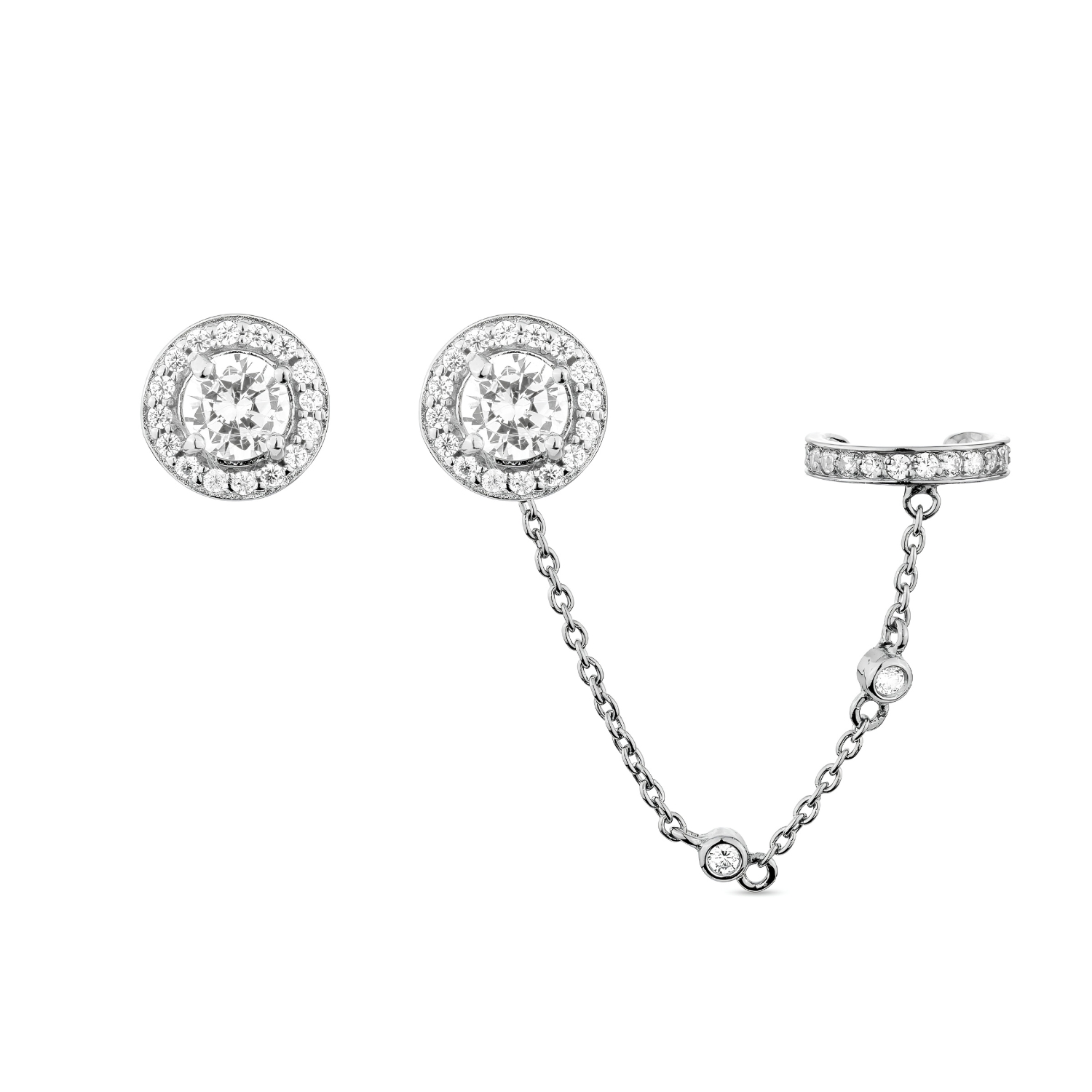 ALIVEN STUD & EAR CUFF SET SILVER