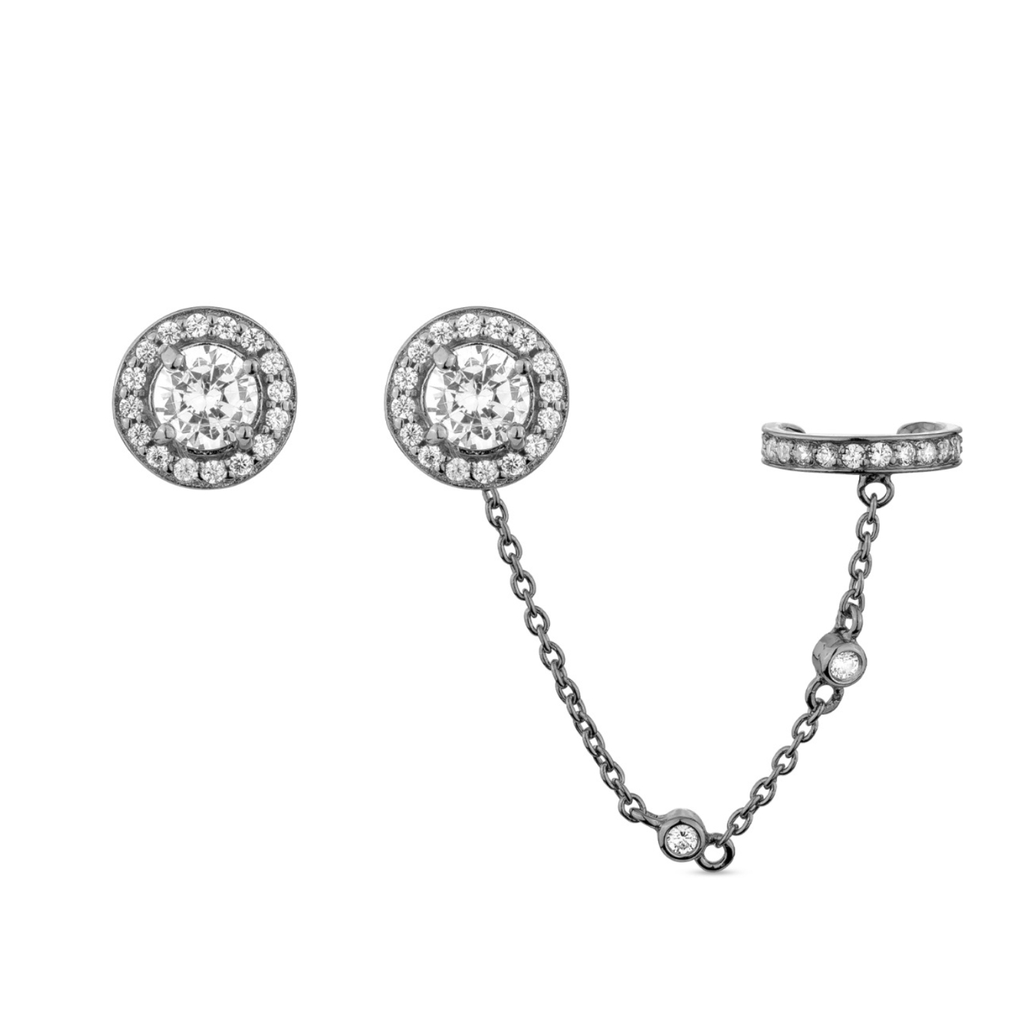 ALIVEN STUD & EAR CUFF SET BLACK