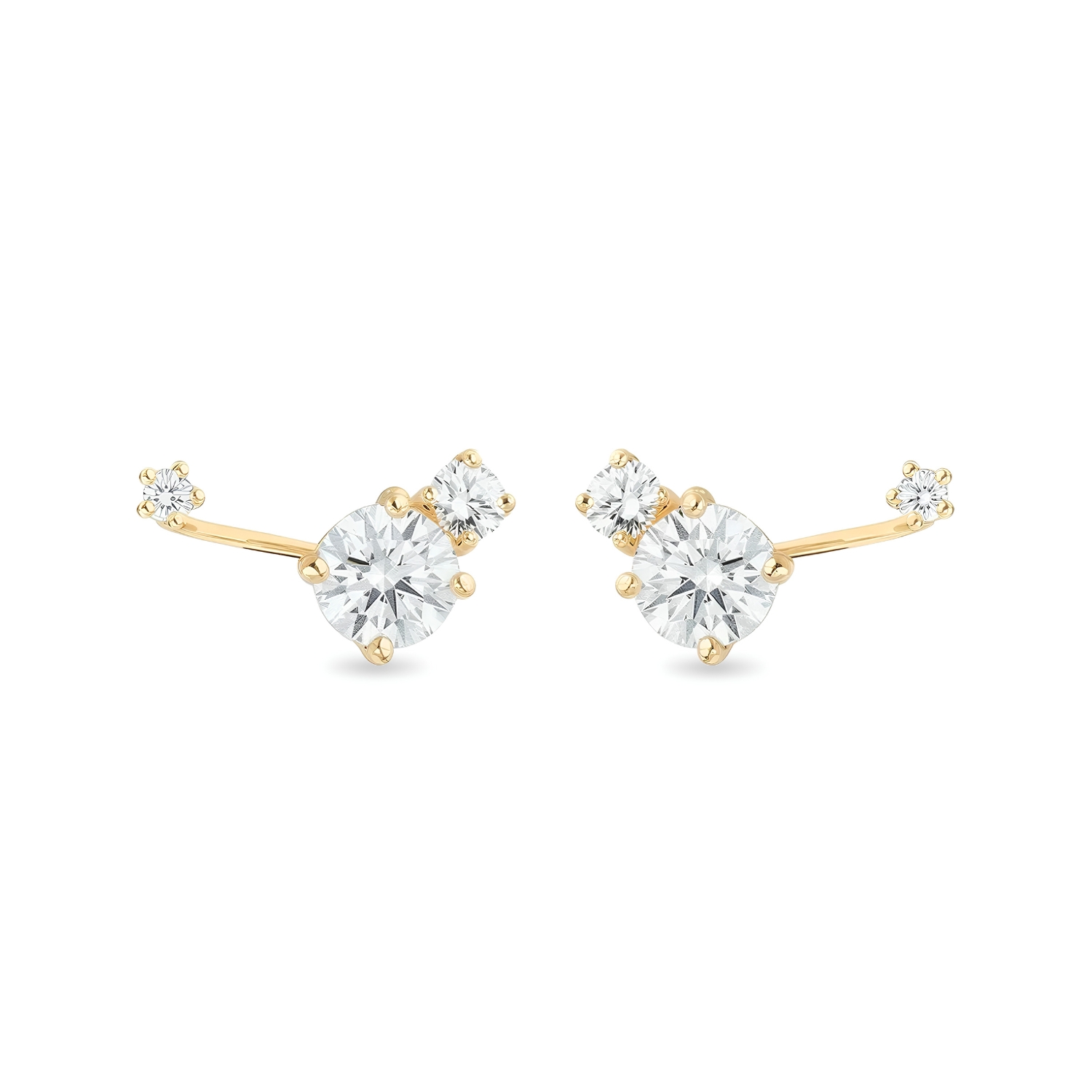 SUSPENSION SOLITAIRE CLIMBER GOLD EARRINGS