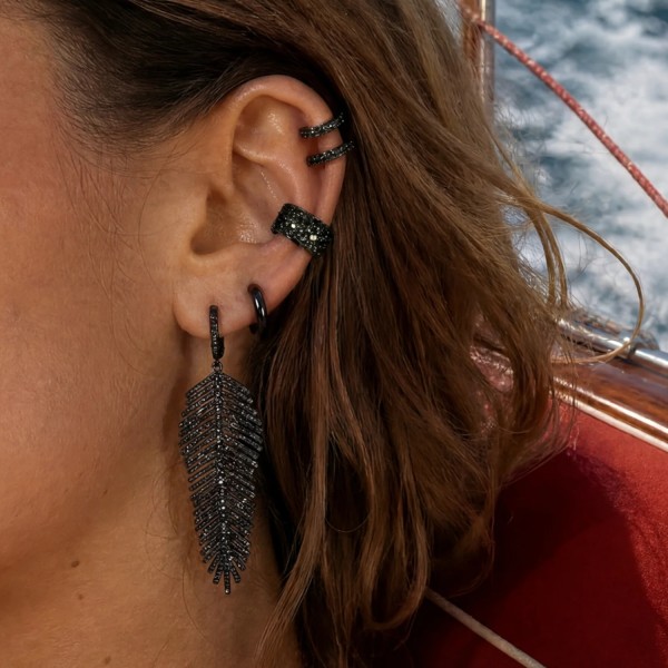 FREEDOΜ EARRINGS WITH BLACK STONES