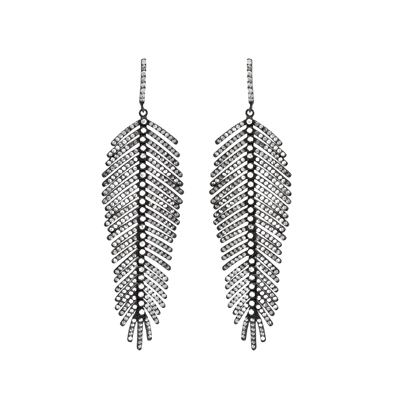 FREEDOM EARRINGS BLACK WITH WHITE STONES