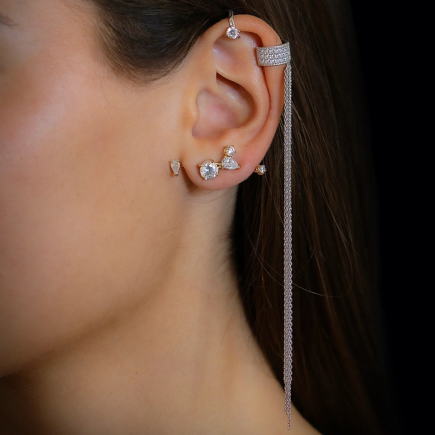 DESTINY CHAIN EAR CUFF SILVER