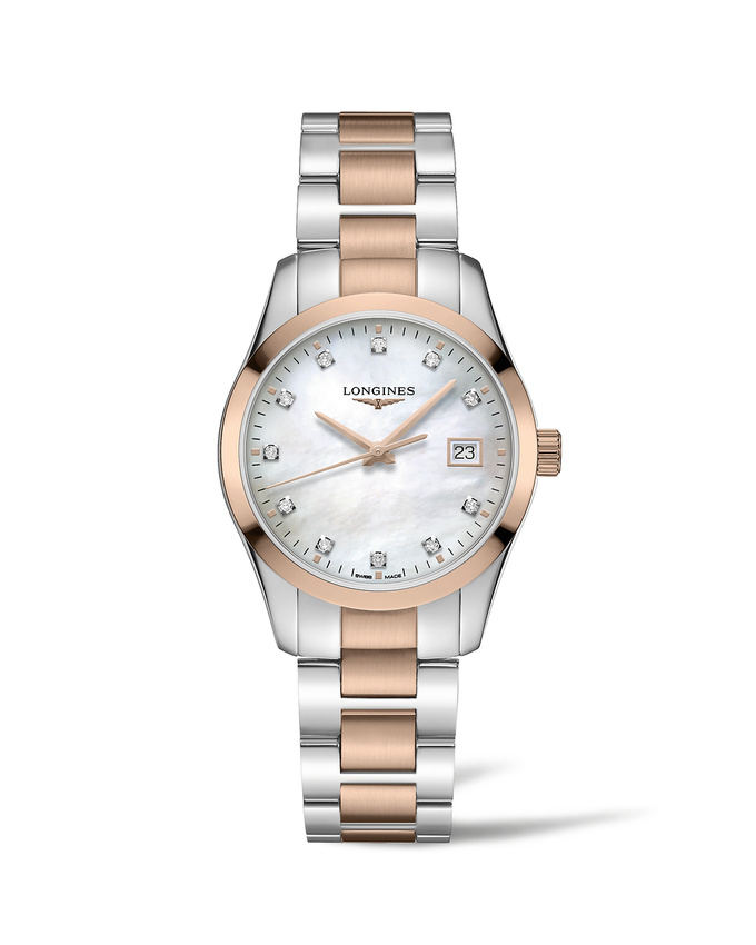 LONGINES CONQUEST CLASSIC 34MM TWO TONE STEEL-ROSE MOP DIAMONDS L23863877