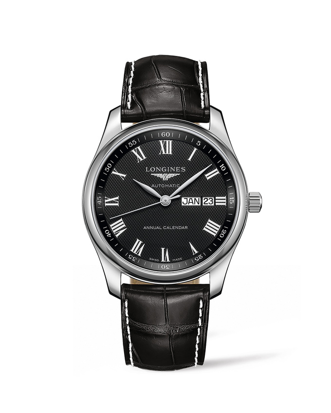 LONGINES MASTER COLLECTIONS BLACK ANUAL CALENDAR LEATHER 40MM L29104517
