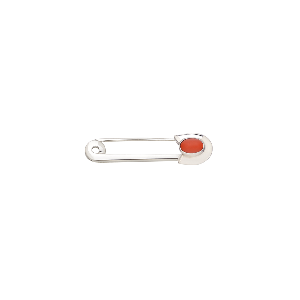 WHITE GOLD PIN K18 WITH CORAL