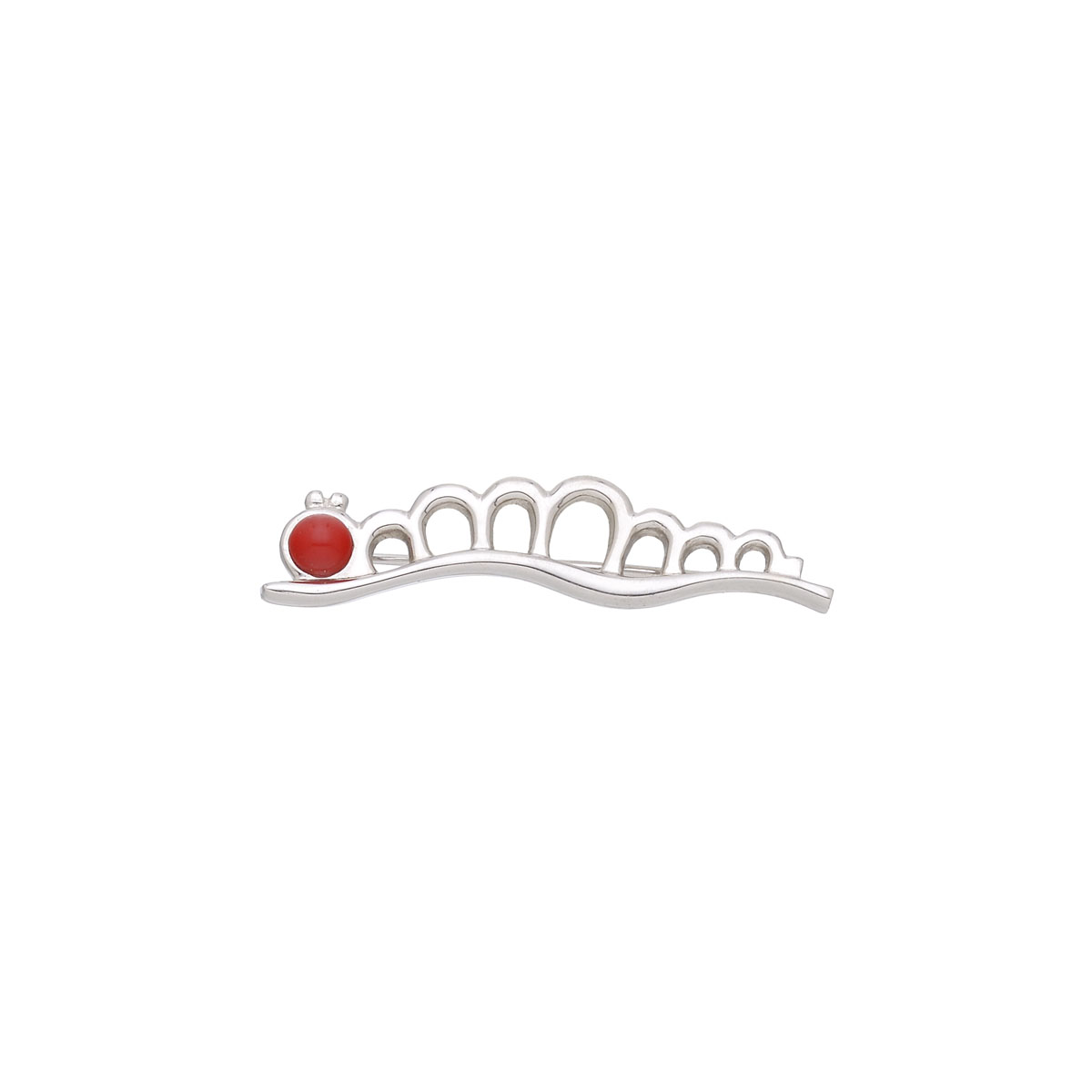 SAFETY PIN WITH CORAL K18 WHITE GOLD