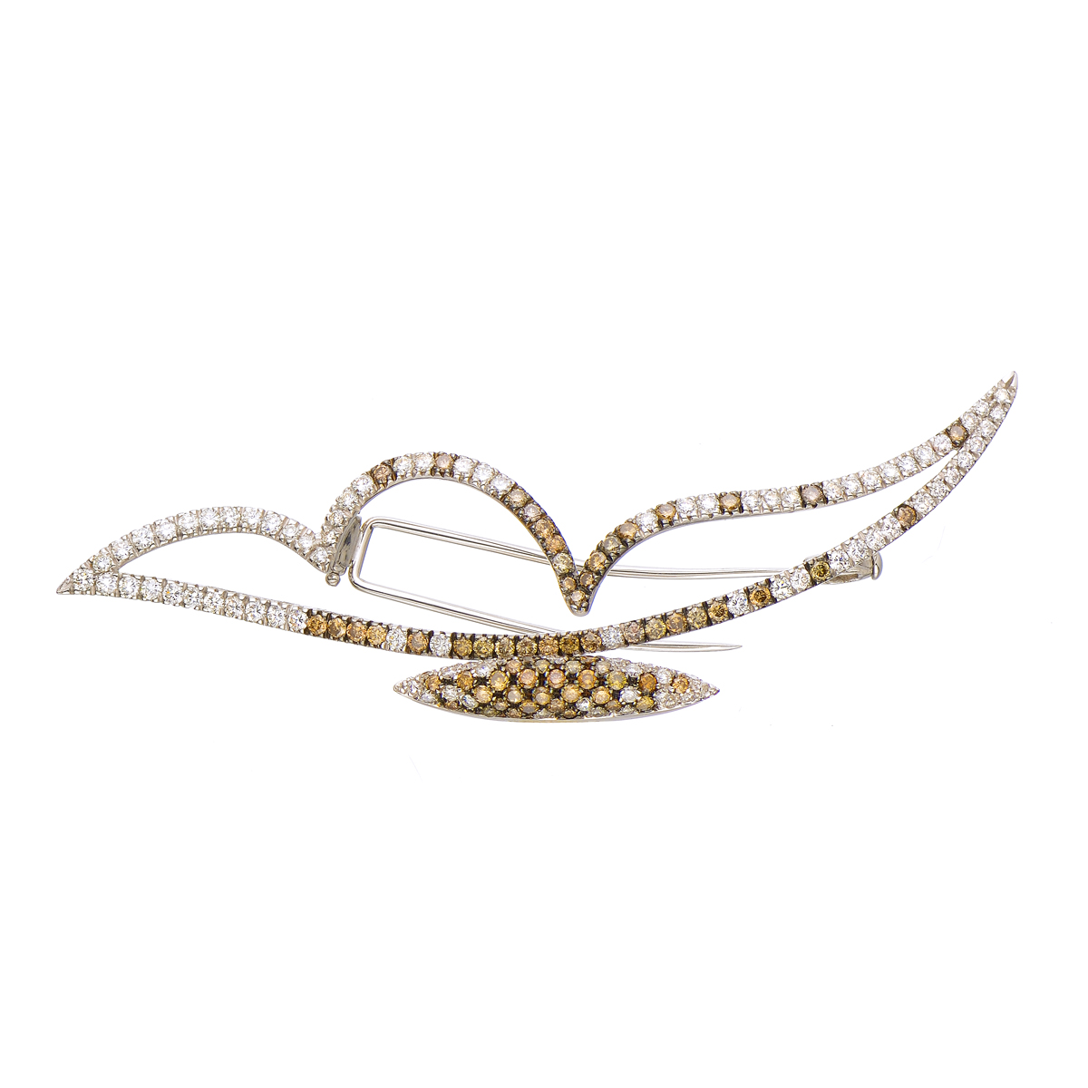 K18 WHITE GOLD DIAMOND BROOCH
