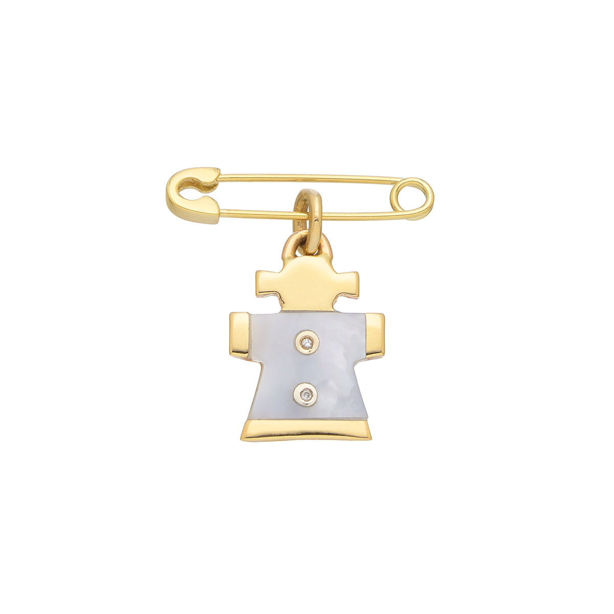 GIRL FIGURE DIAMOND SAFETY PIN YELLOW GOLD
