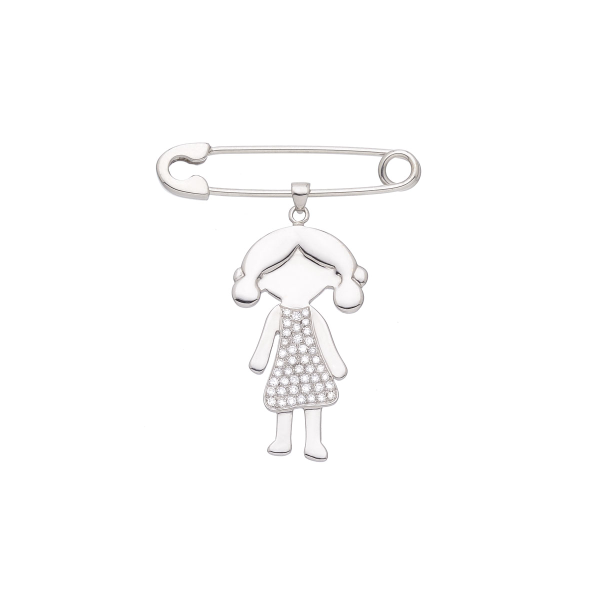 GILR FIGURE DIAMOND SAFETY PIN WHITE GOLD