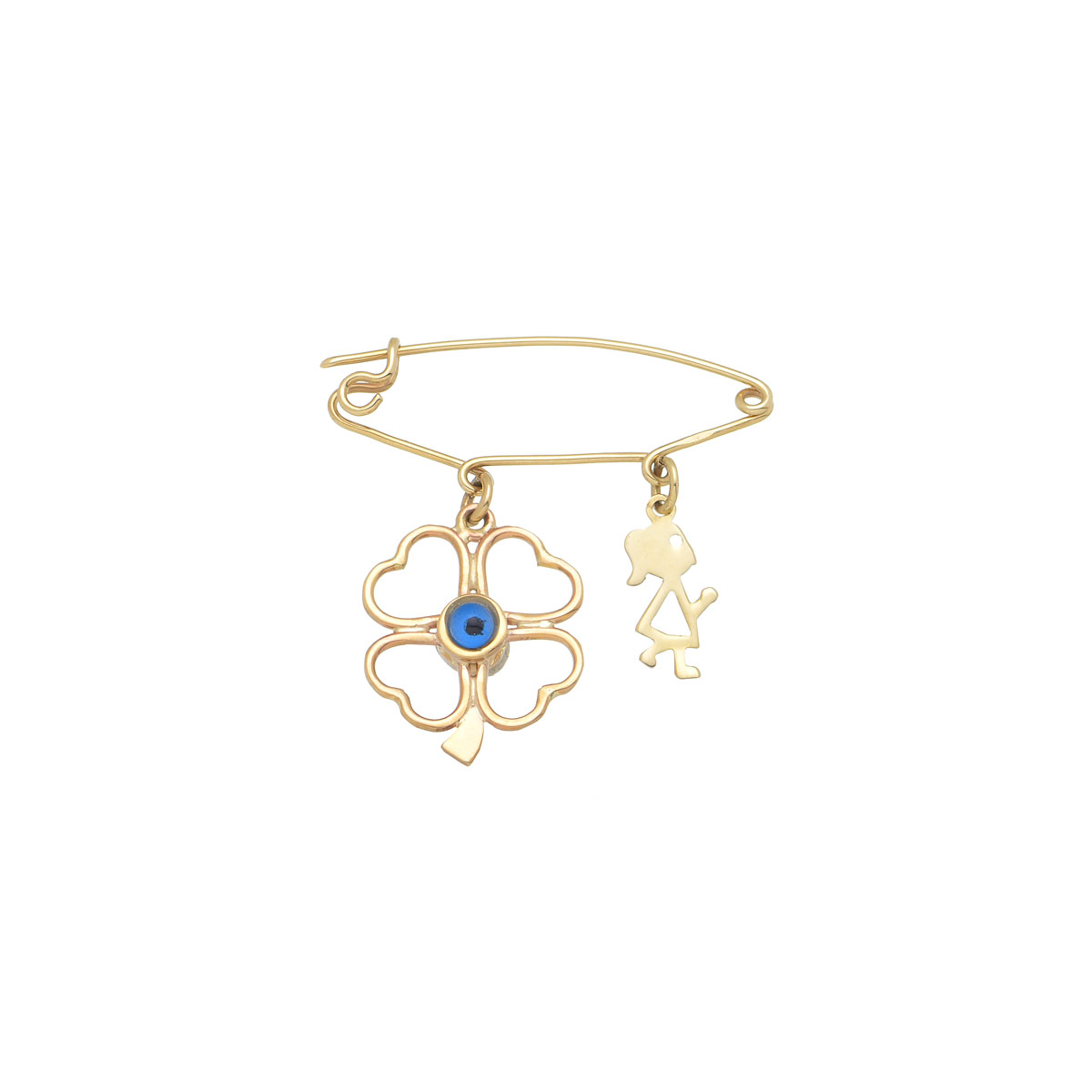TWO-SIDED SAFETY PIN 14K YELLOW GOLD