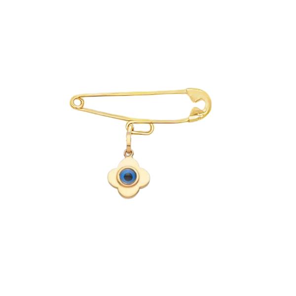 14K GOLD PIN WITH DOUBLE-SIDED EVIL EYE