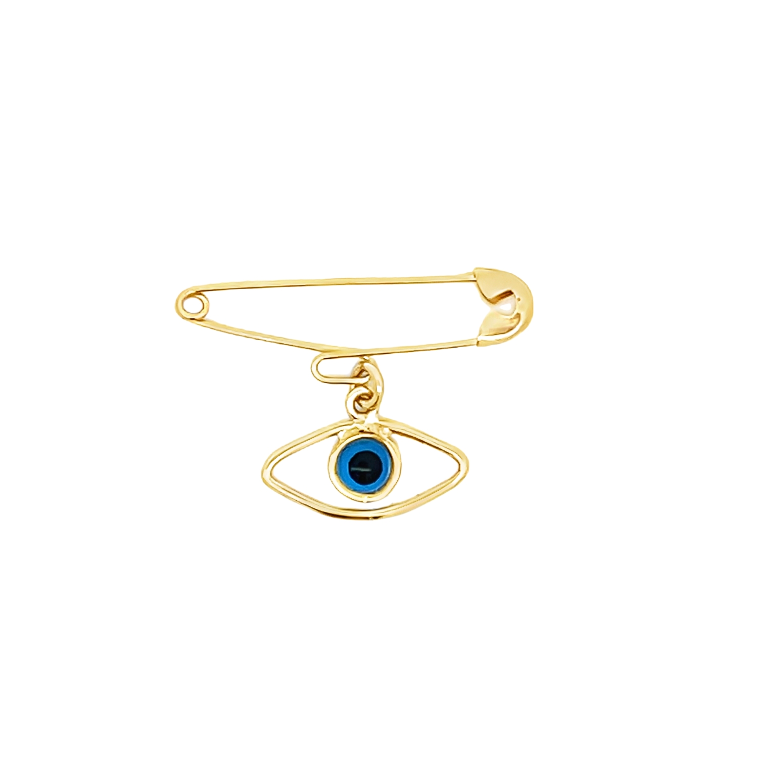 14K GOLD PIN CROSS WITH EVIL EYE