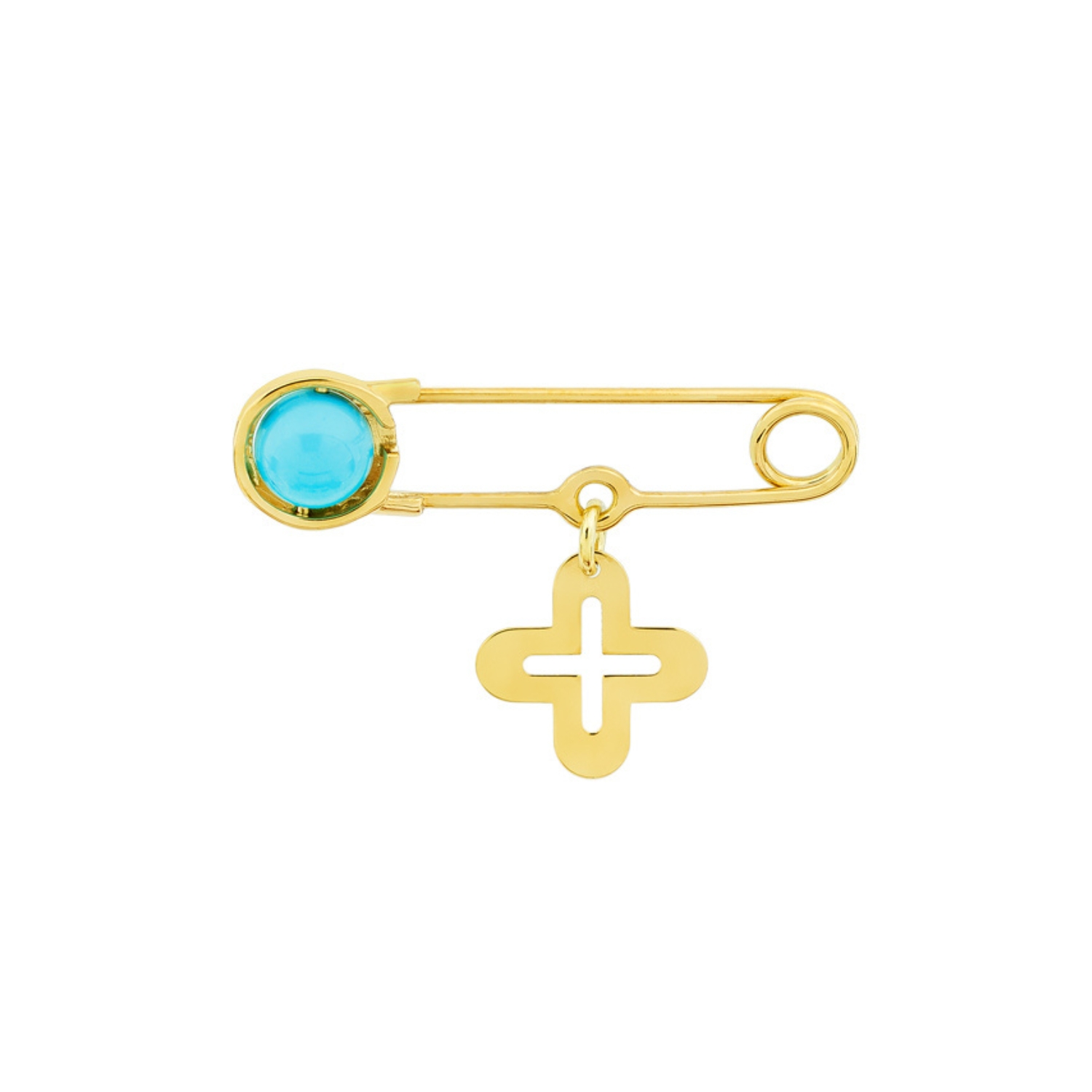 14K GOLD PIN WITH TURQUOISE