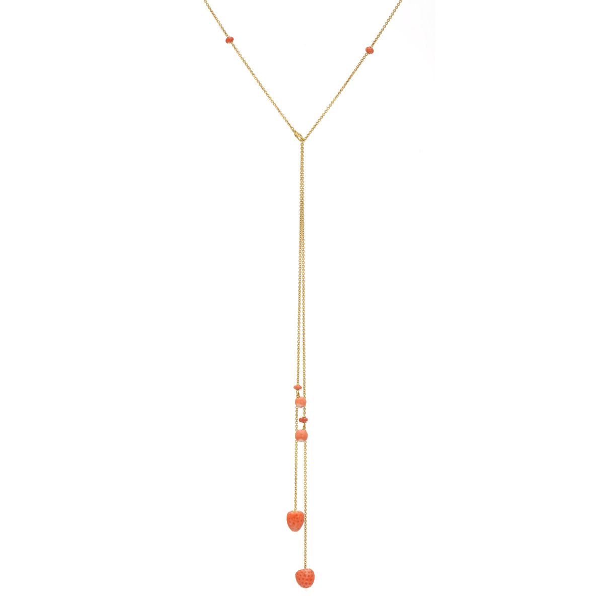 K18 YELLOW GOLD NECKLACE WITH CORALS