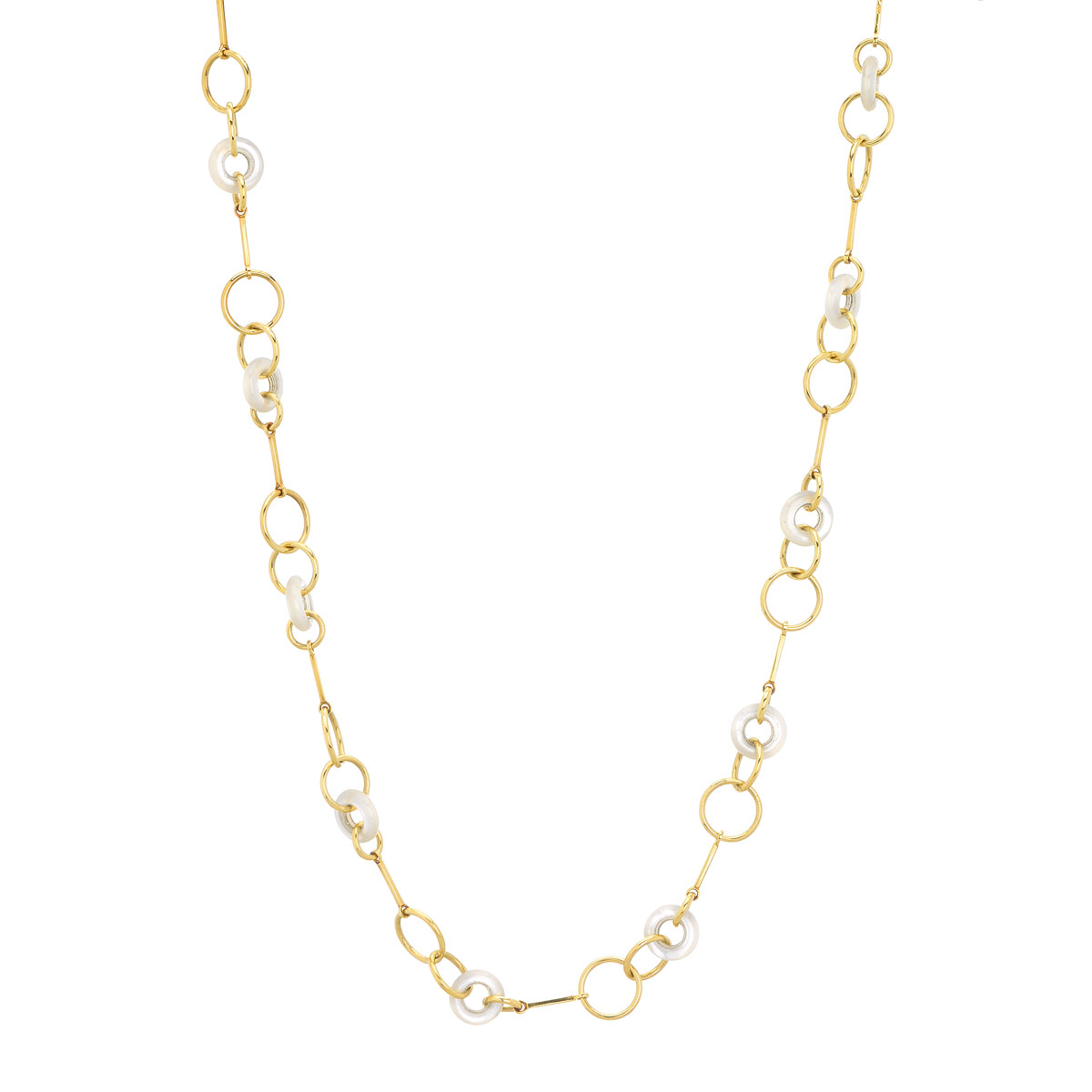 K18 YELLOW GOLD NECKLACE WITH MOTHER OF PEARL