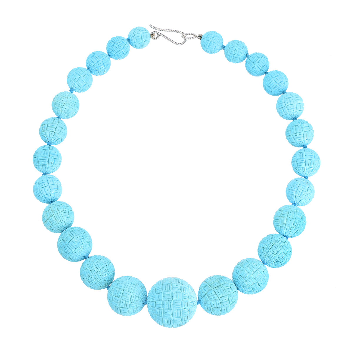 TURQUOISE NECKLACE WITH K18 WHITE GOLD BUCKLE
