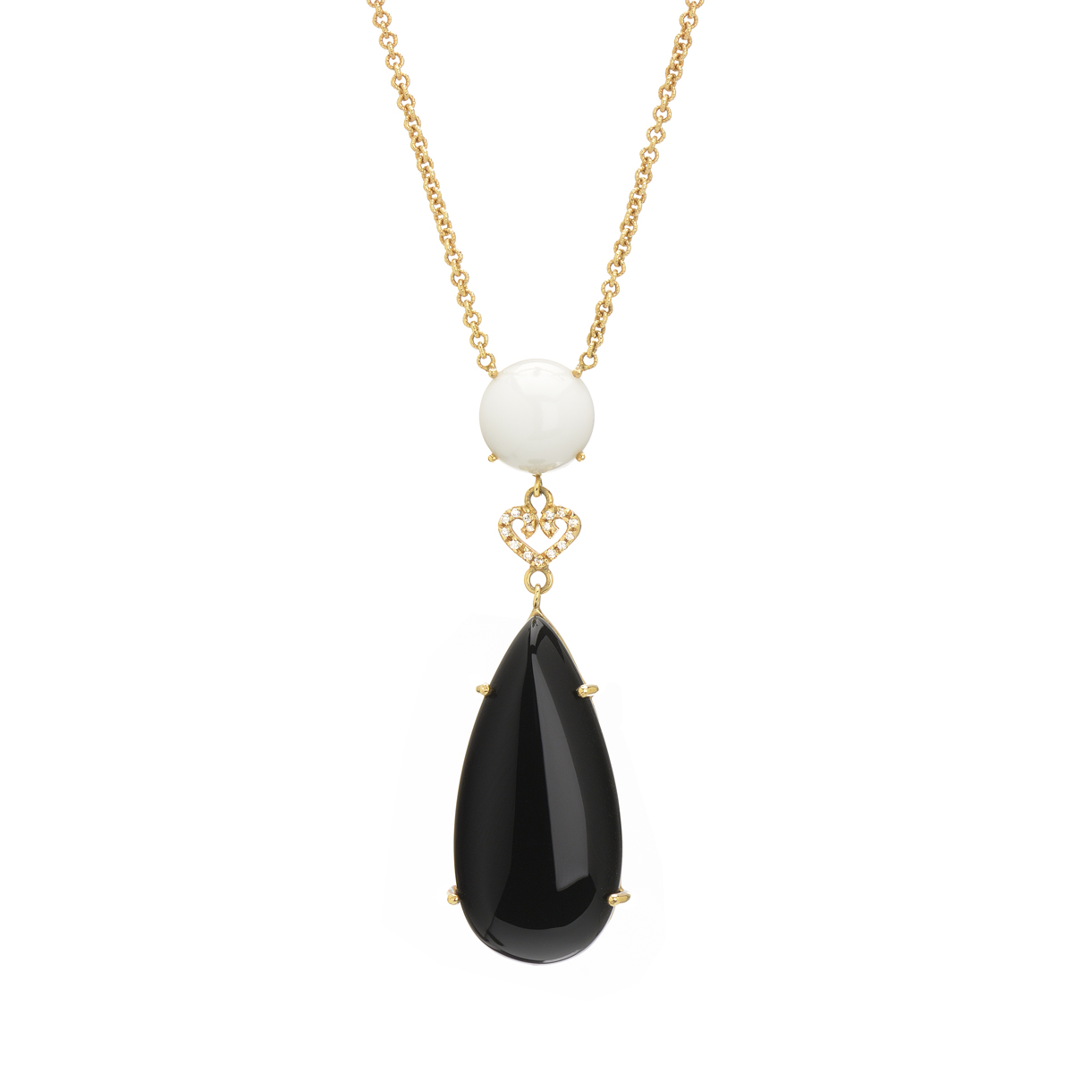 K18 YELLOW GOLD DIAMOND NECKLACE WITH SEMI-PRECIOUS STONES