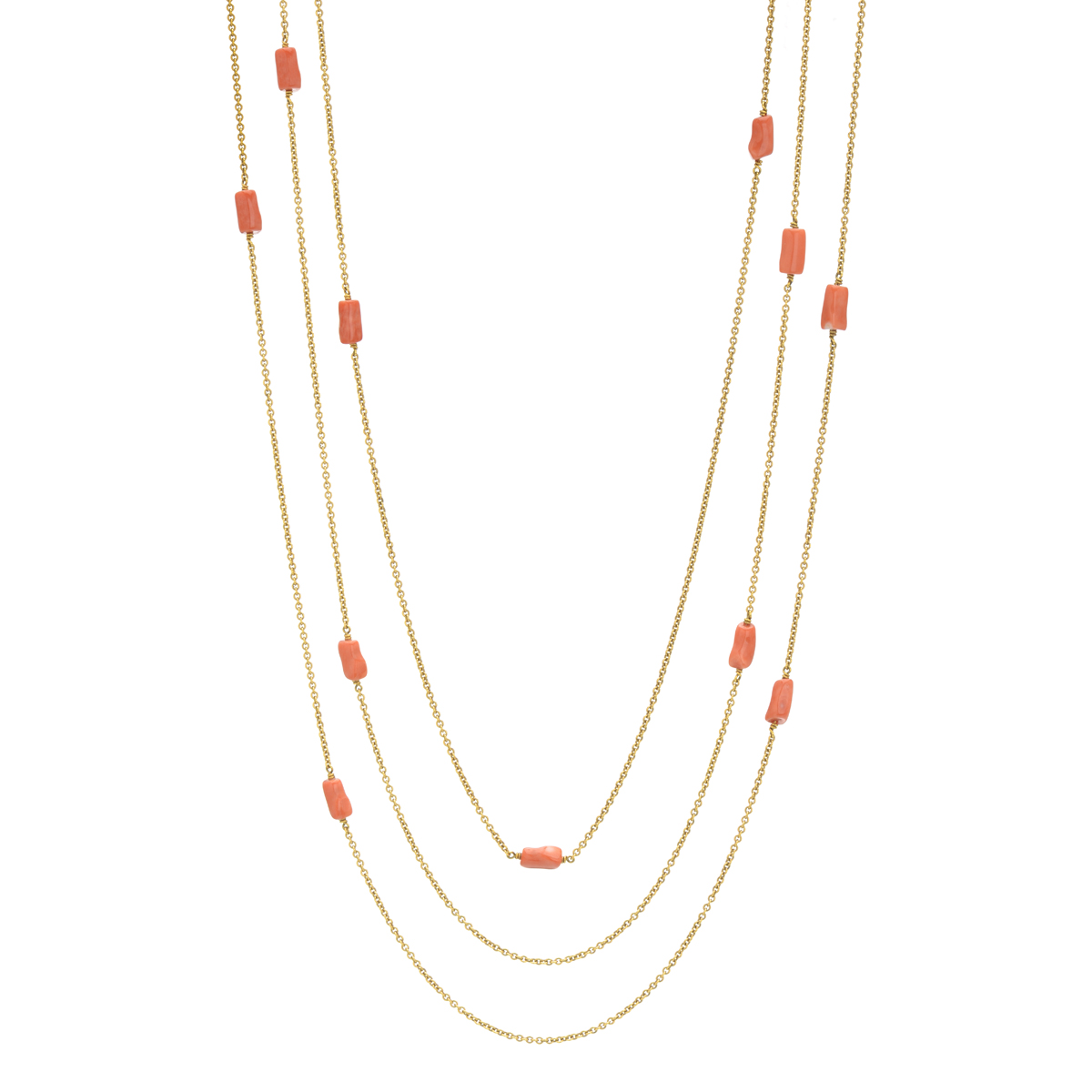 K18 YELLOW GOLD NECKLACE WITH CORALS