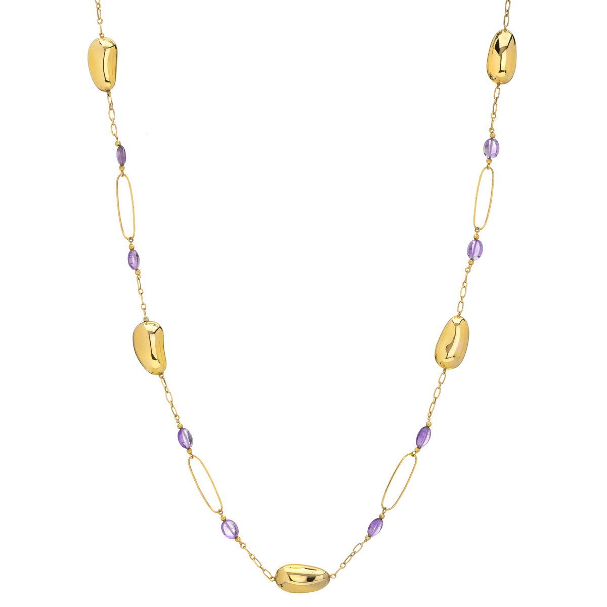 K14 YELLOW GOLD NECKLACE WITH SEMI-PRECIOUS STONES