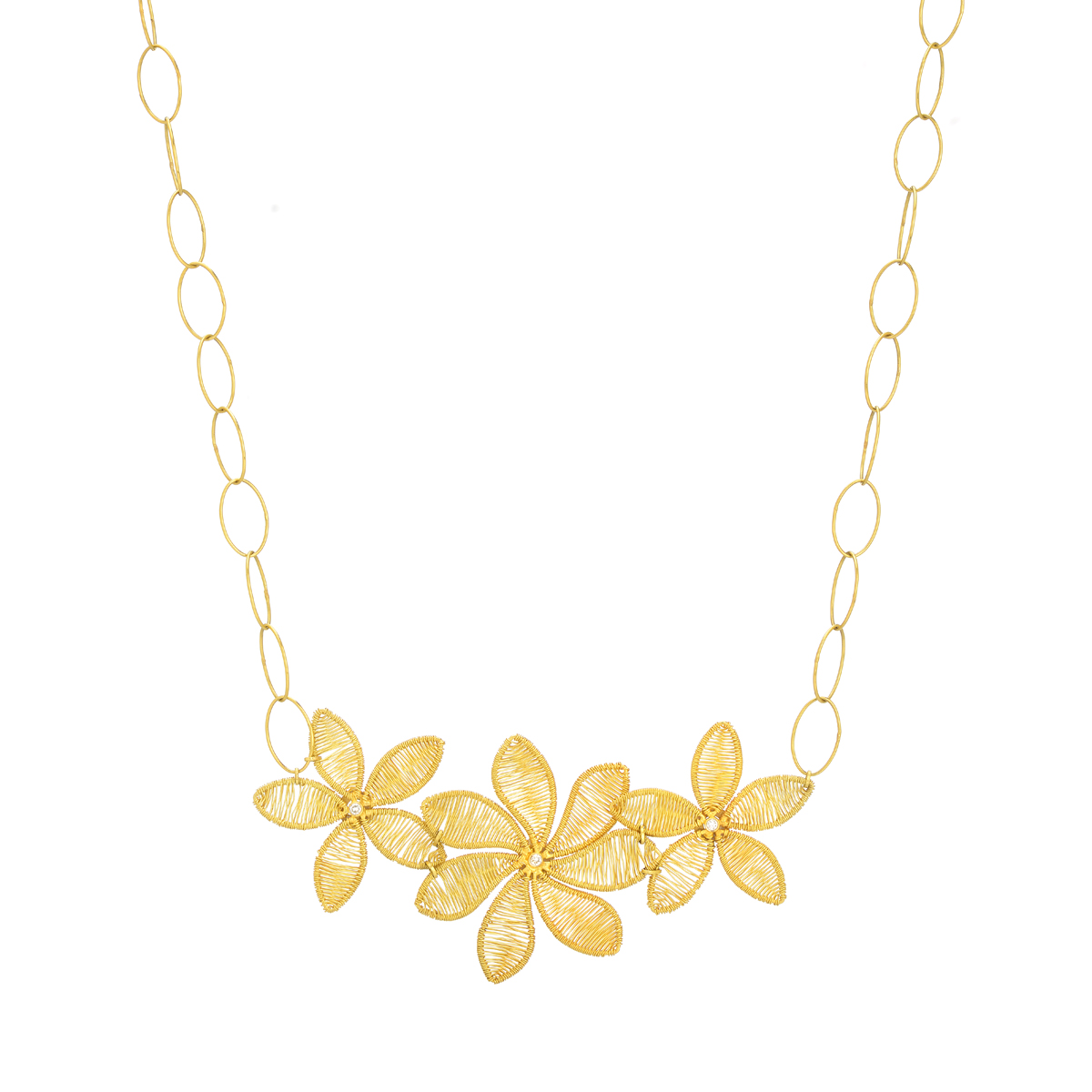 K18 YELLOW GOLD FLOWER NECKLACE