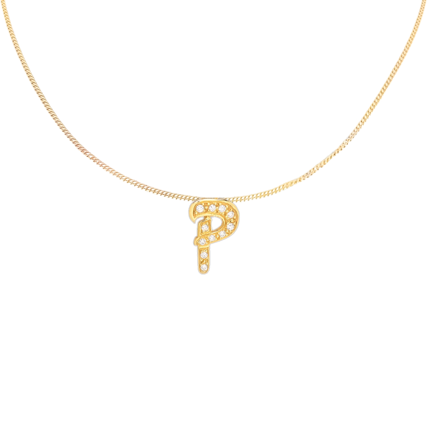 K18 YELLOW GOLD DIAMOND NECKLACE WITH INITIAL -P-