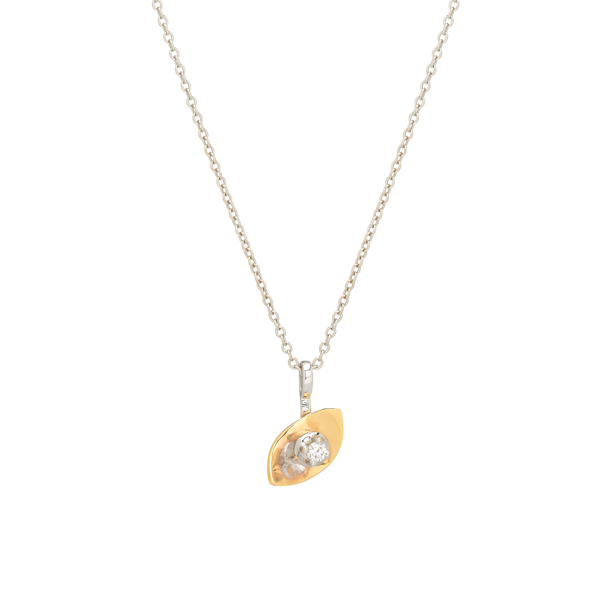 K18 ROSE GOLD DIAMOND PENDANT WITH WHITE GOLD CHAIN