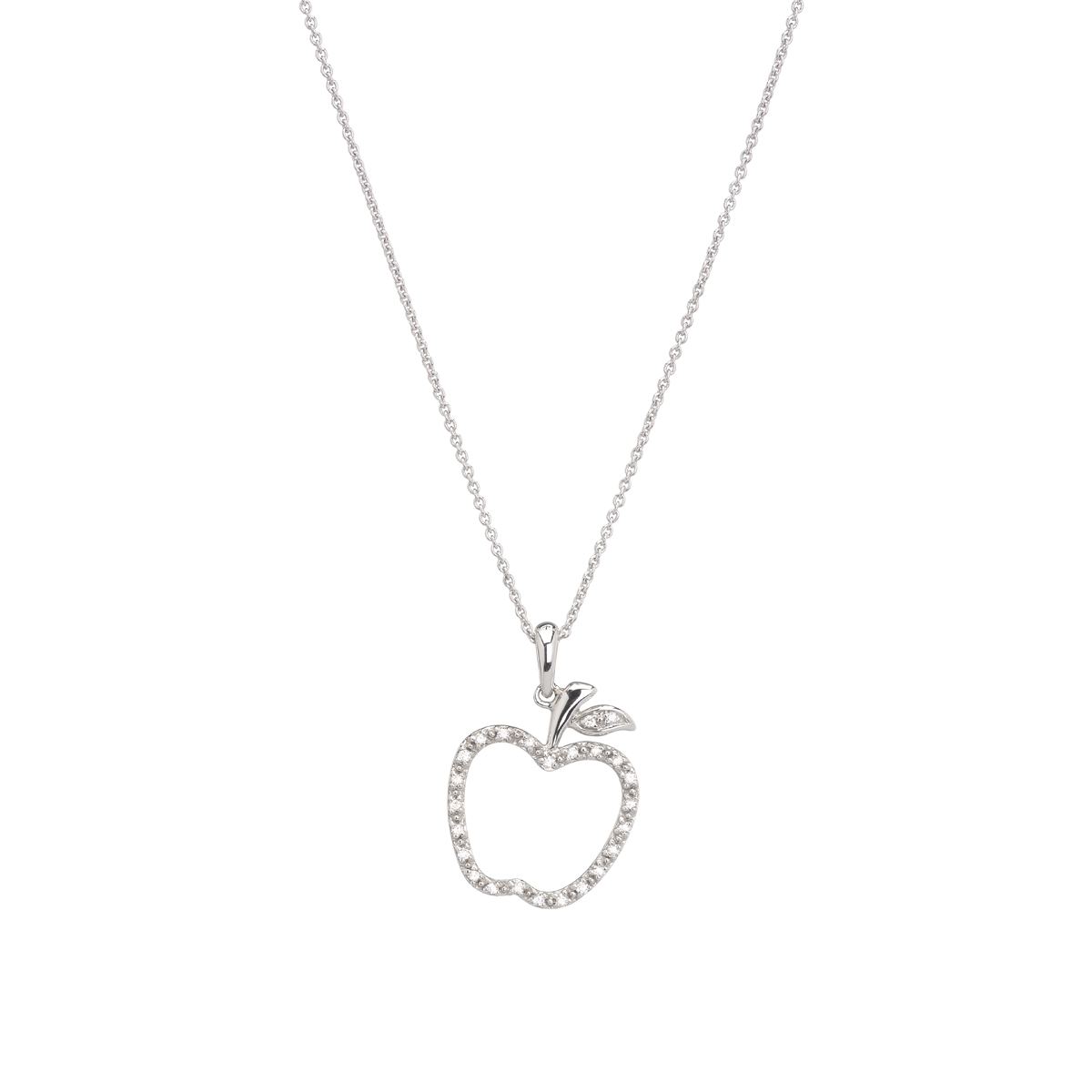 K18 WHITE GOLD DIAMOND NECKLACE WITH APPLE