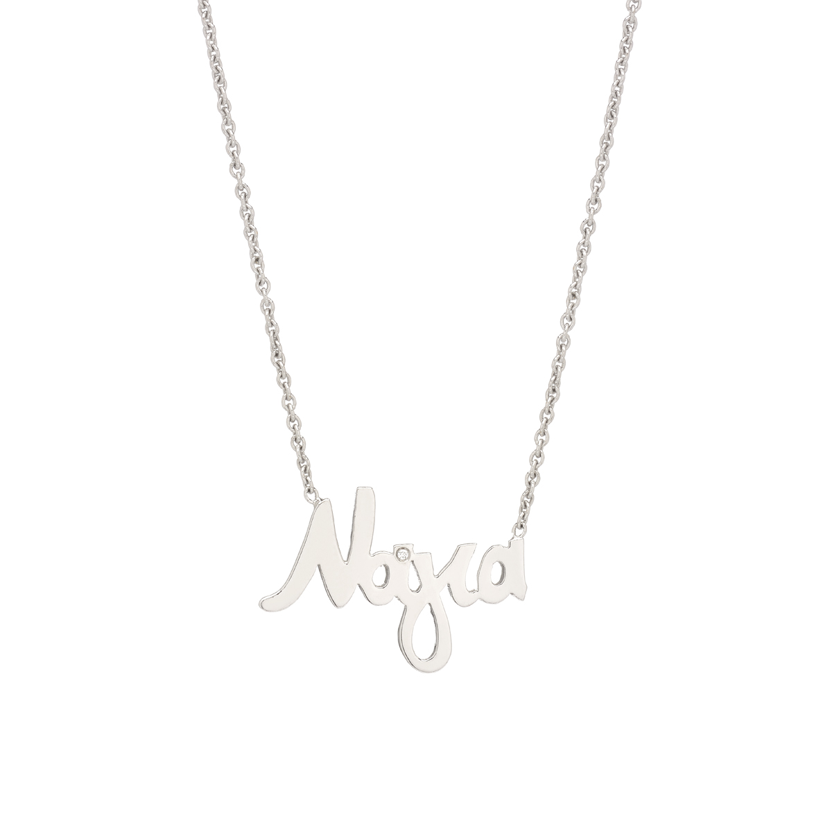DIAMOND NECKLACE WITH NAME -ΝΑΓΙΑ- 18K WHITE GOLD