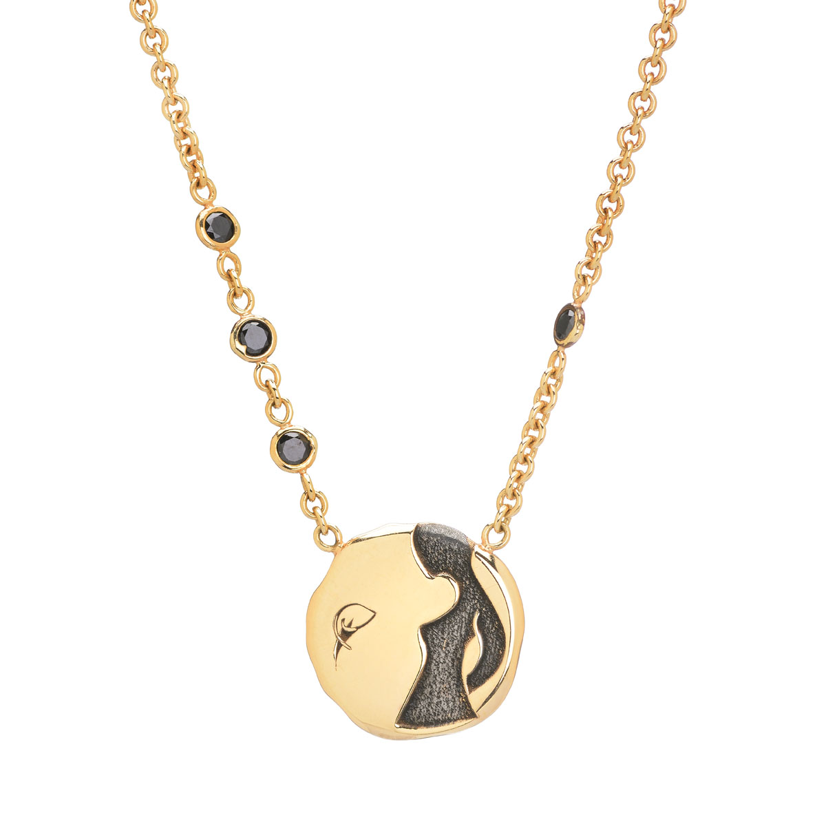 K18 ROSE GOLD VIRGO BLACK DIAMOND NECKLACE