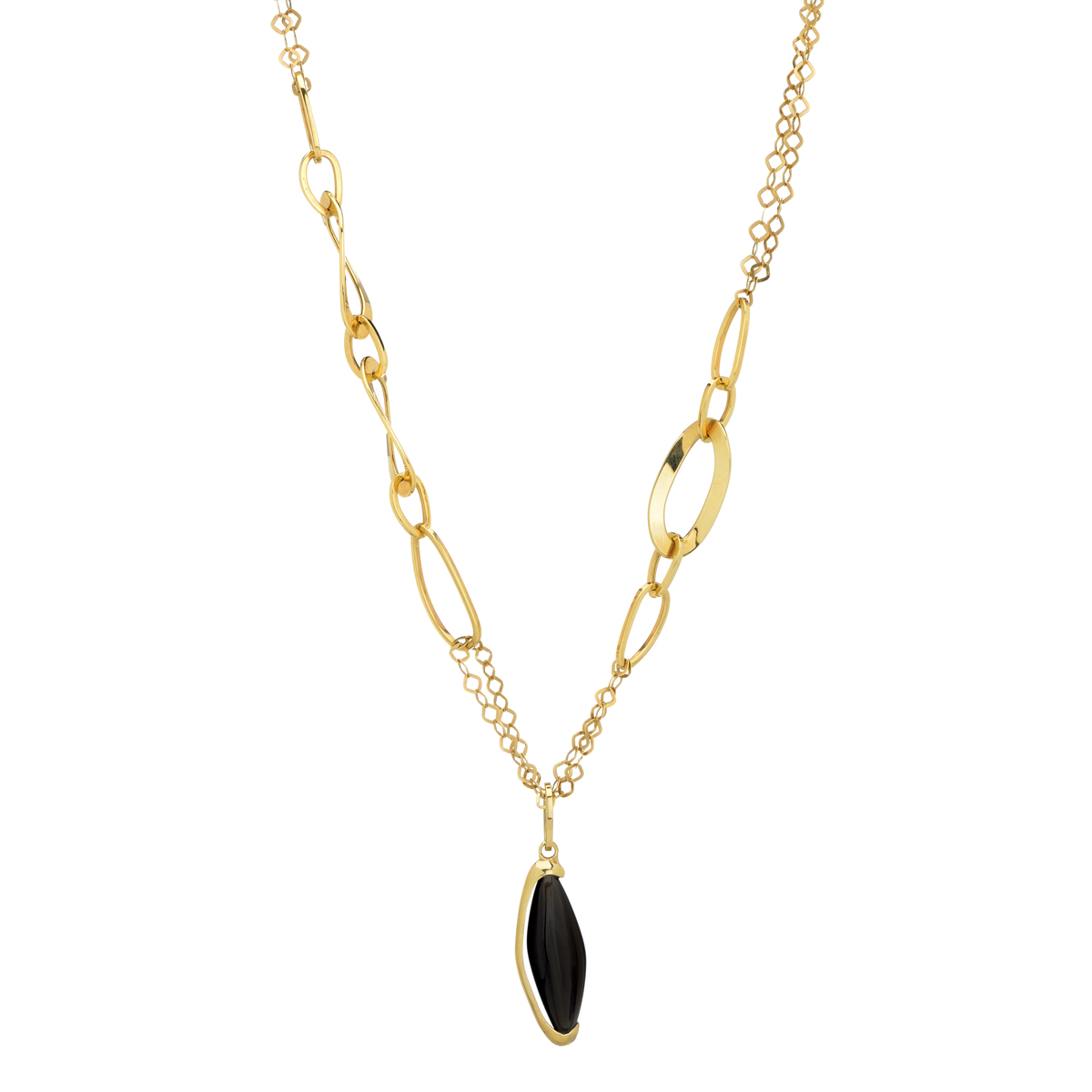 K18 YELLOW GOLD NECKLACE WITH SMOKY QUARTZ