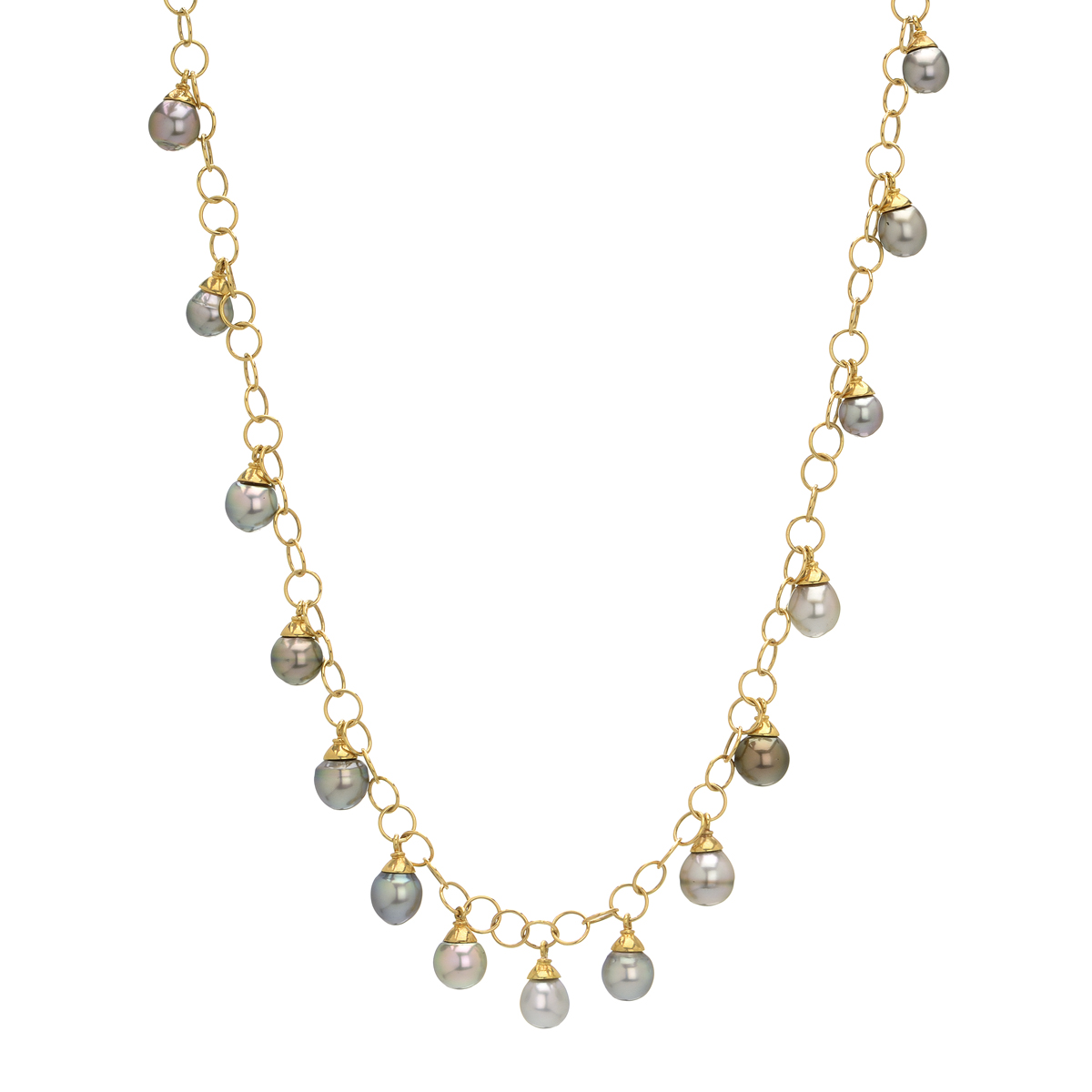 K18 YELLOW GOLD GRAY PEARL NECKLACE