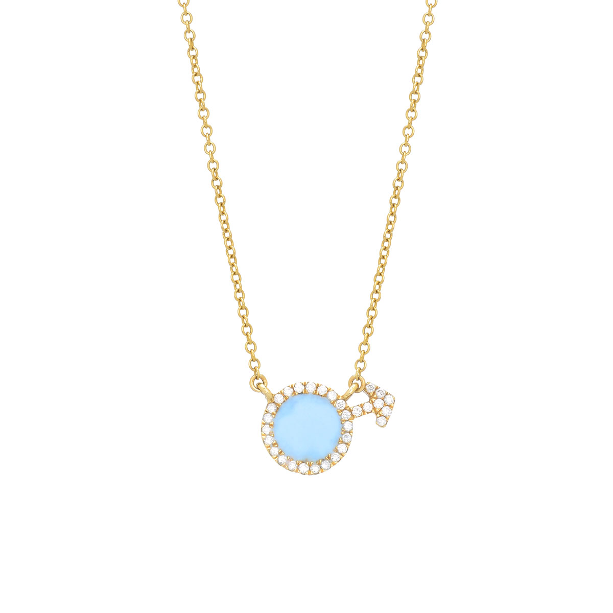 K18 YELLOW GOLD DIAMOND PENDANT WITH K14 CHAIN