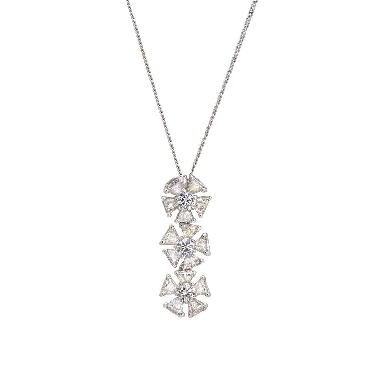 K18 WHITE GOLD DIAMOND PENDANT WITH K14 CHAIN