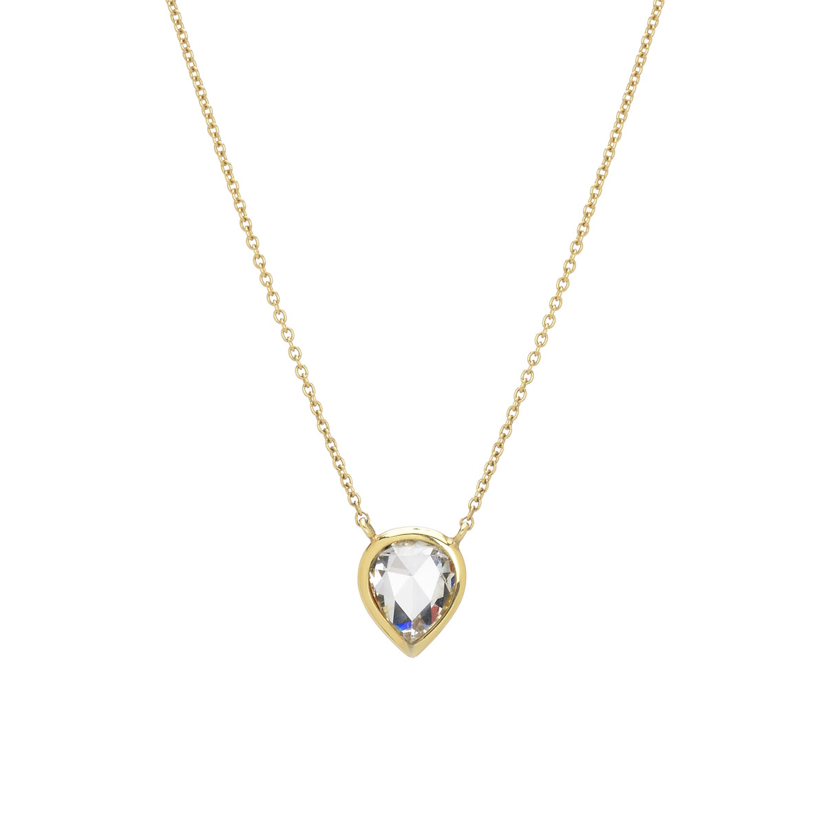 18K SOLITAIRE NECKLACE WITH ROSE CUT DIAMOND