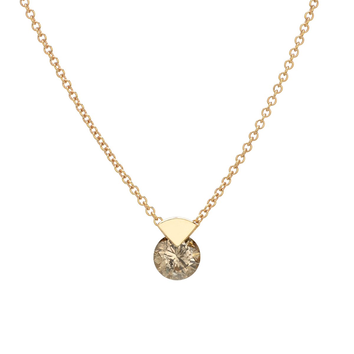 18K SOLITAIRE NECKLACE WITH BROWN DIAMOND