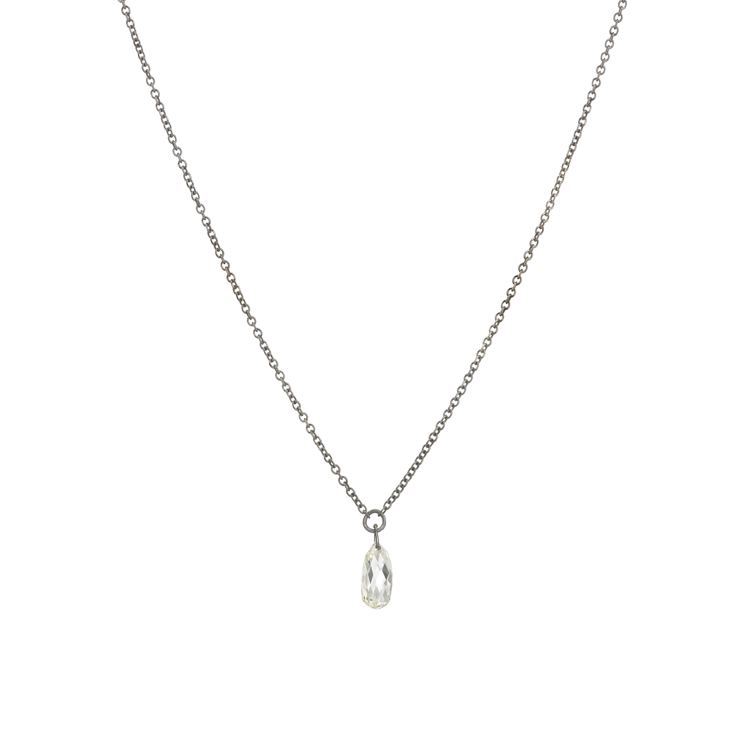 K14 BLACKENED GOLD BRIOLETTE DIAMOND NECKLACE
