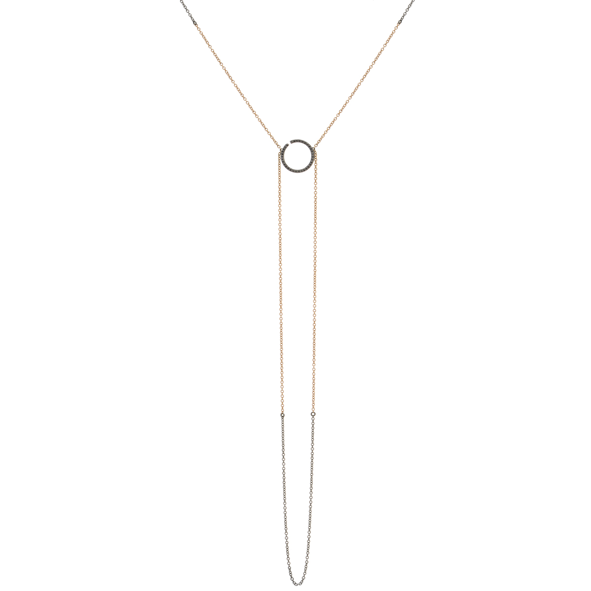 K18 TWO-TONE BLACK DIAMOND NECKLACE