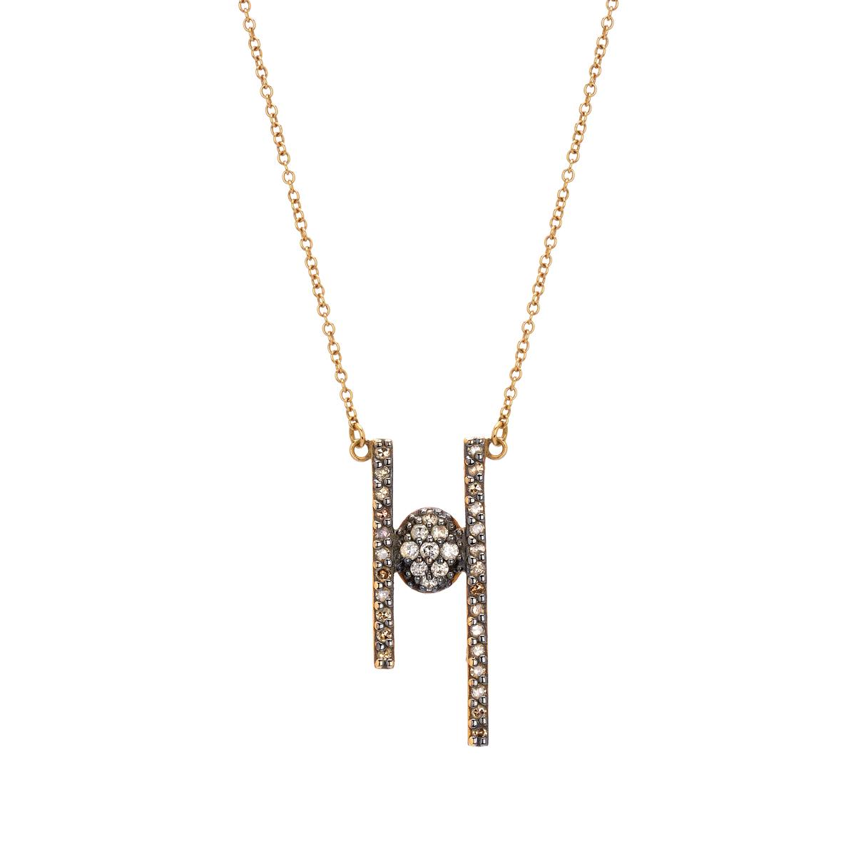 K18 ROSE GOLD WHITE AND BROWN DIAMOND NECKLACE